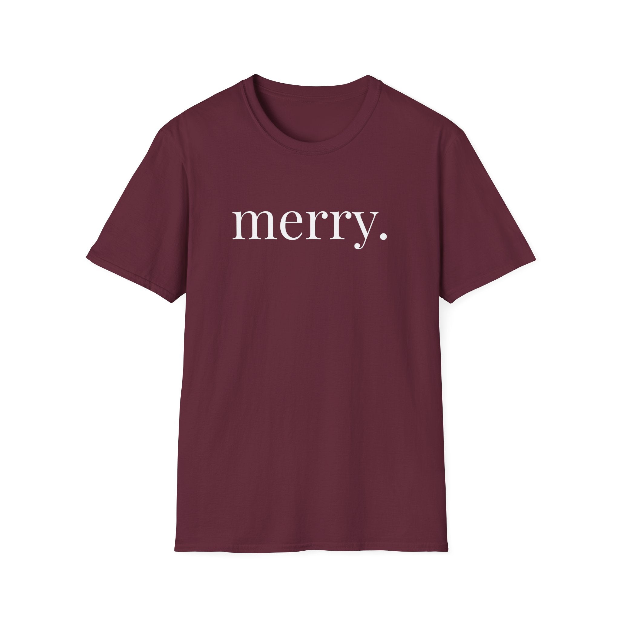 Merry. Soft Cotton T-shirt in Holiday Greens and Reds