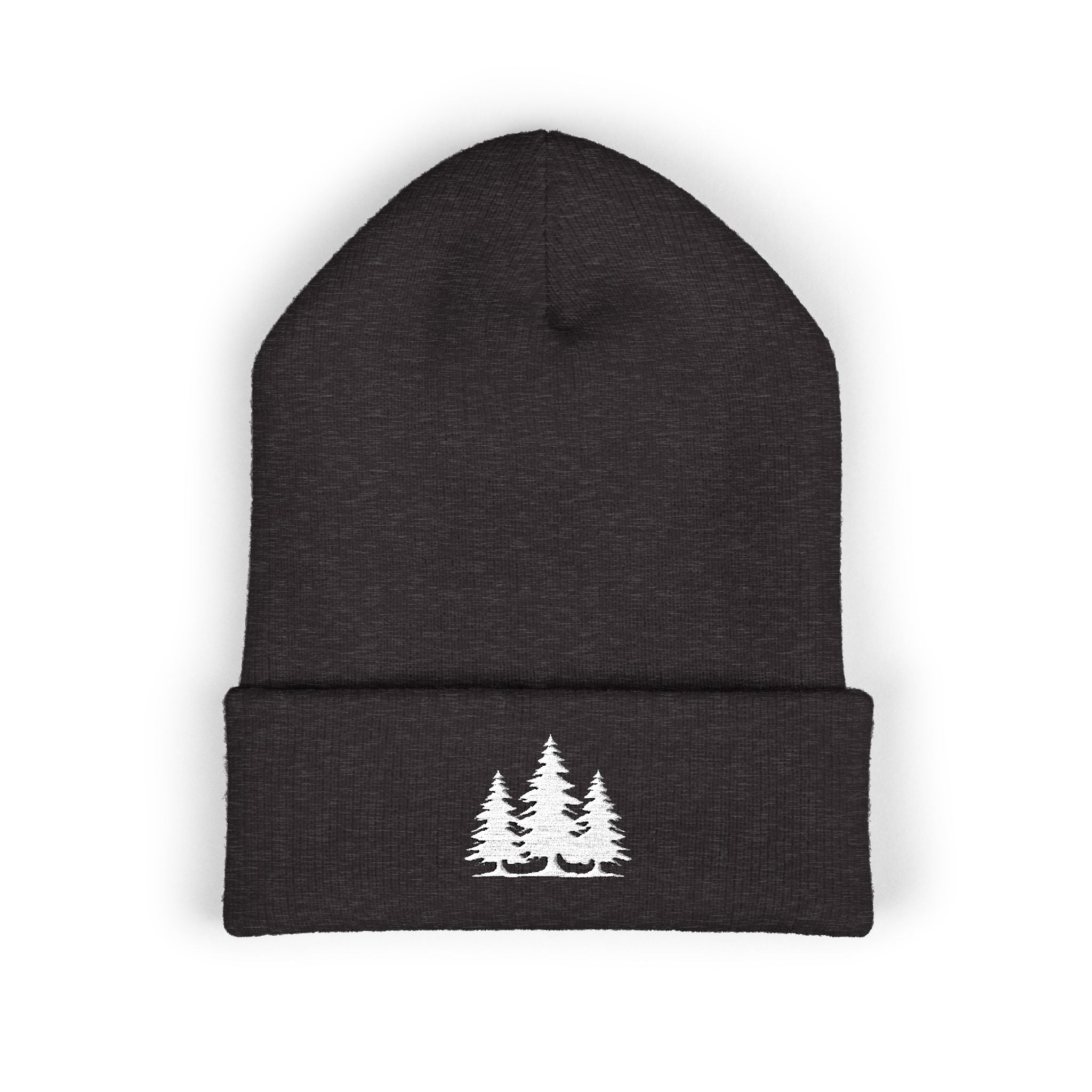 Embroidered Classic Cuffed Beanie with White Trees