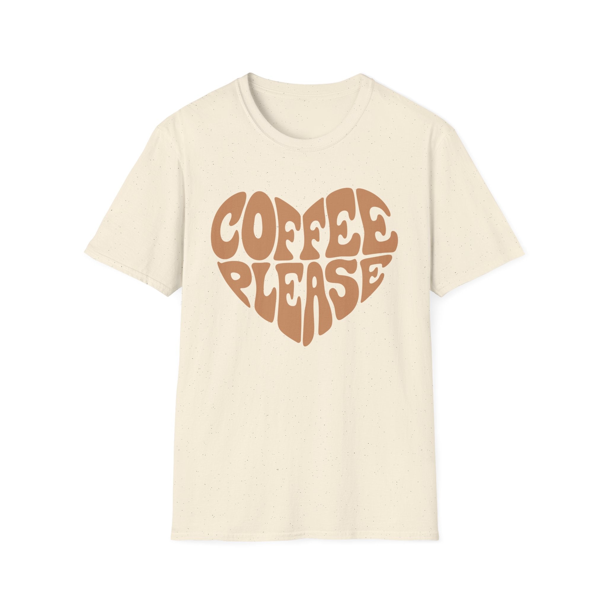 Coffee Please Heart T-Shirt | Retro Brown Typography Tee for Coffee Lovers