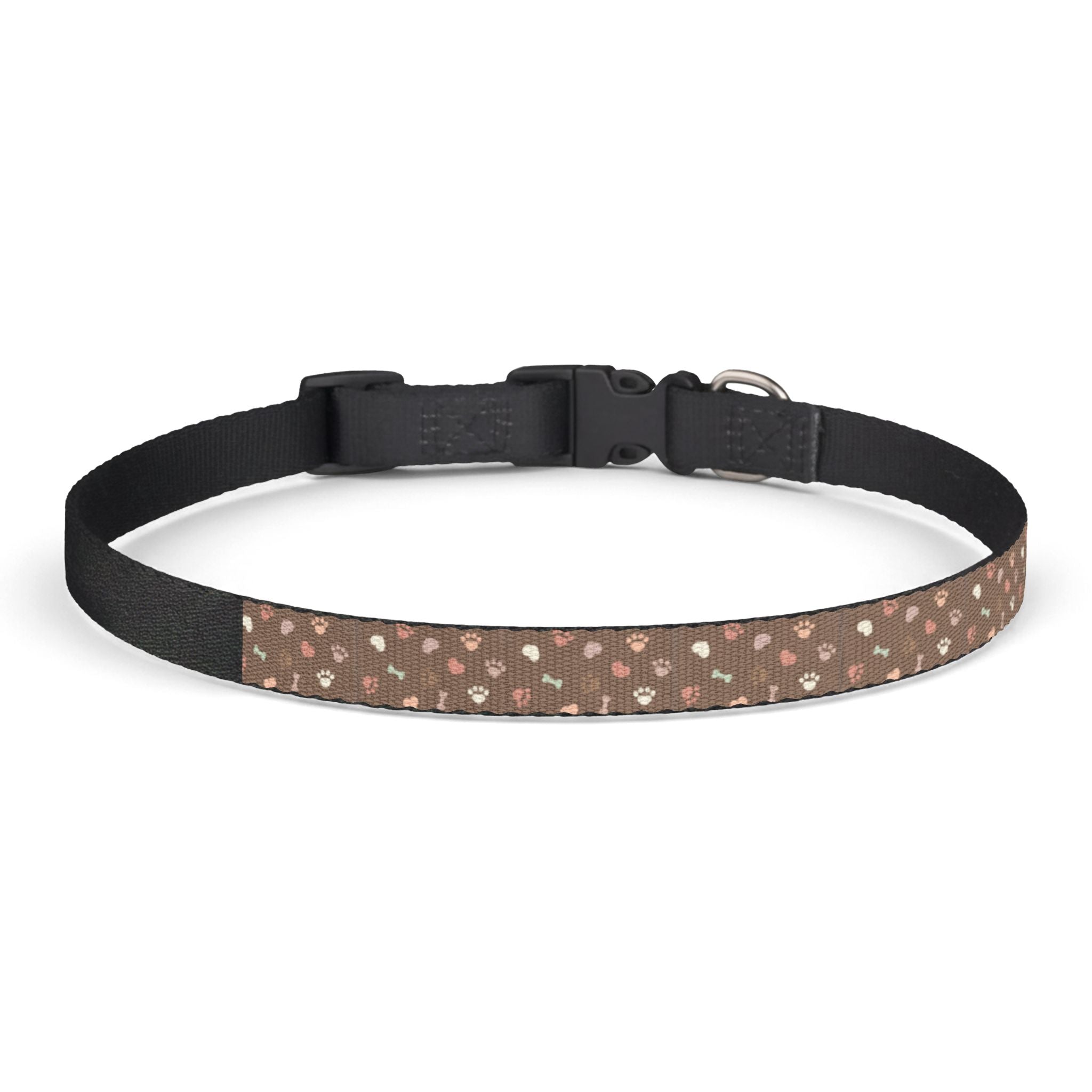 Clip-On Pet Collar –Brown Bone and Paw Print