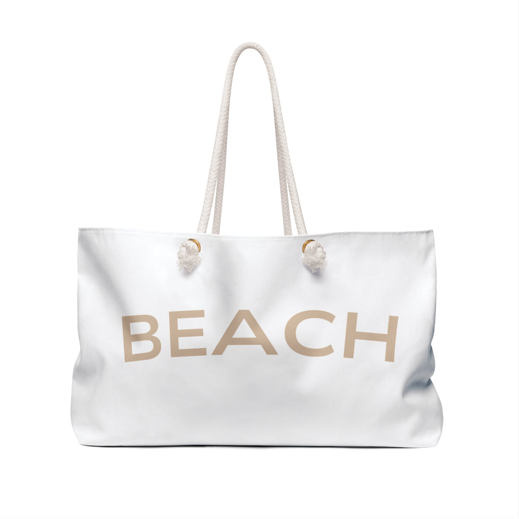 Beach Weekender Bag – Large White Beach Tote with Rope Handles
