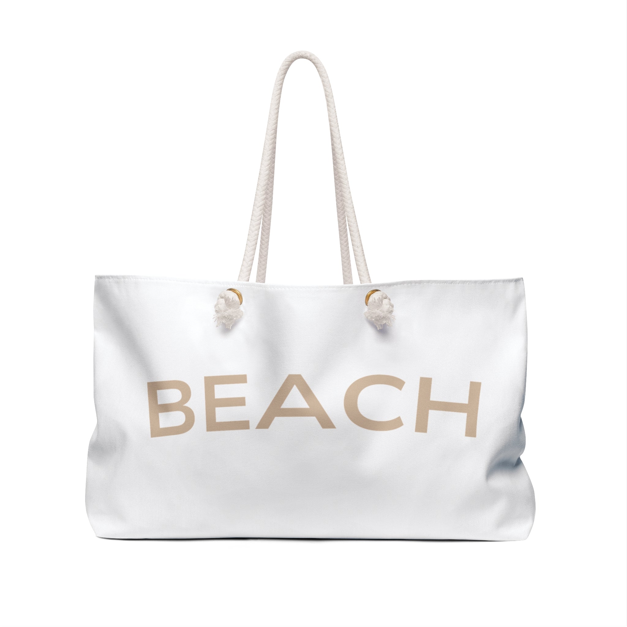 Beach Weekender Bag – Large White Beach Tote with Rope Handles