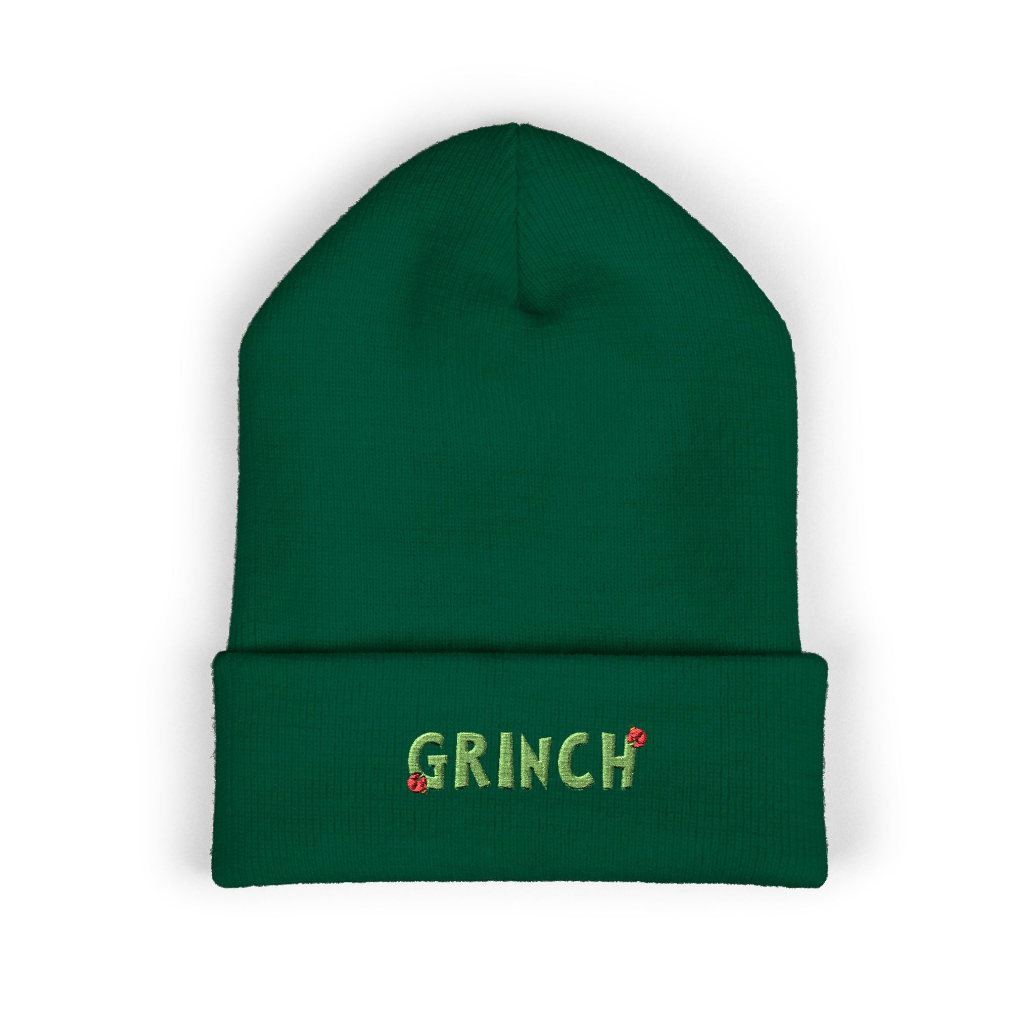Grinch Embroidered Cuffed Knit Hat