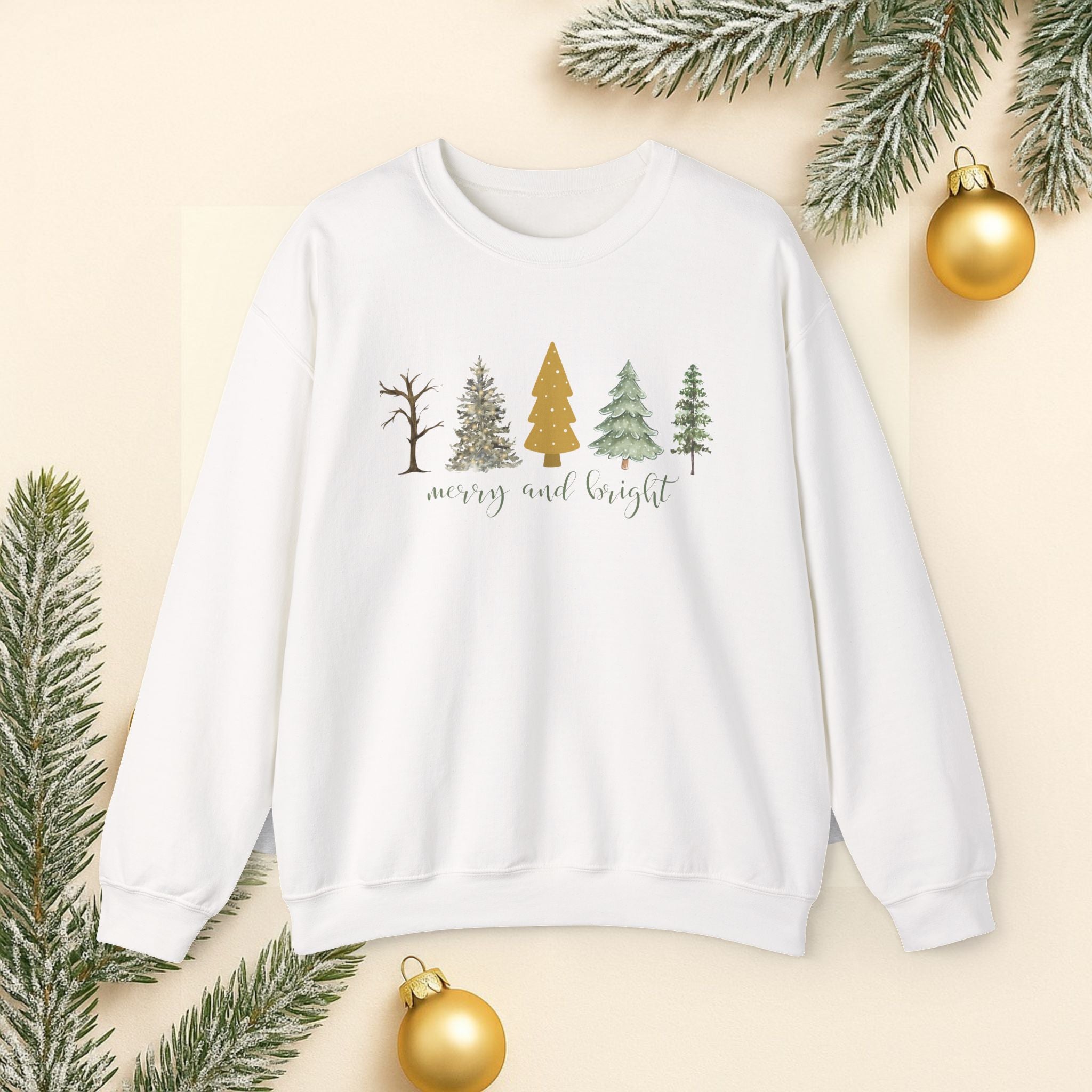 Festive Trees Crewneck Sweatshirt - Cozy Holiday Apparel