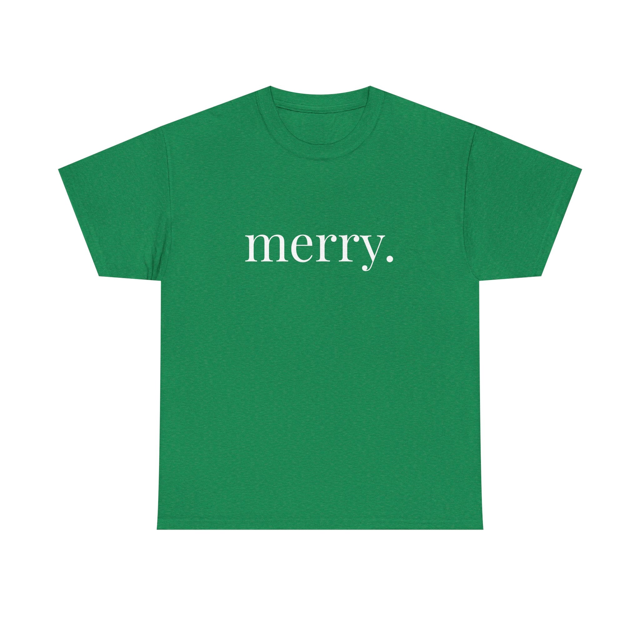 Merry. Heavy Cotton T-Shirt in Greens and Reds