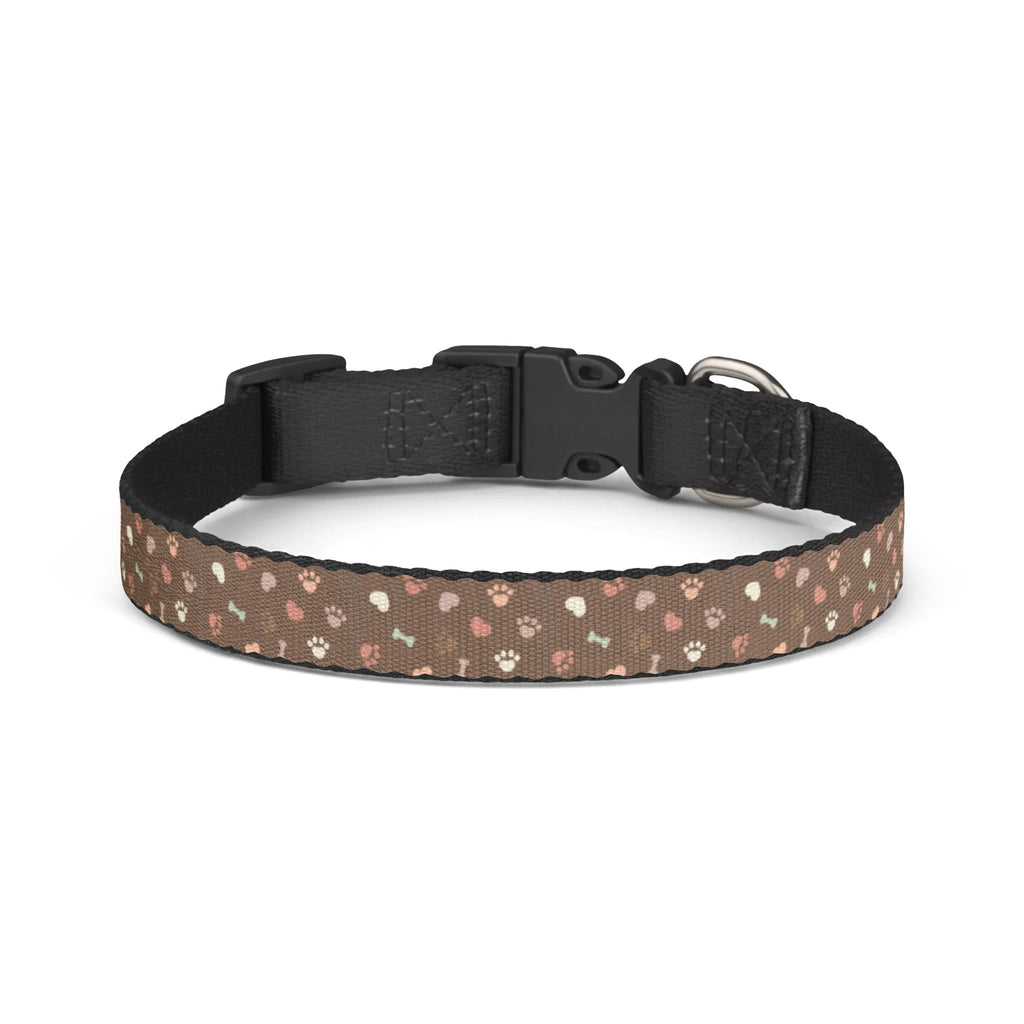 Clip-On Pet Collar –Brown Bone and Paw Print