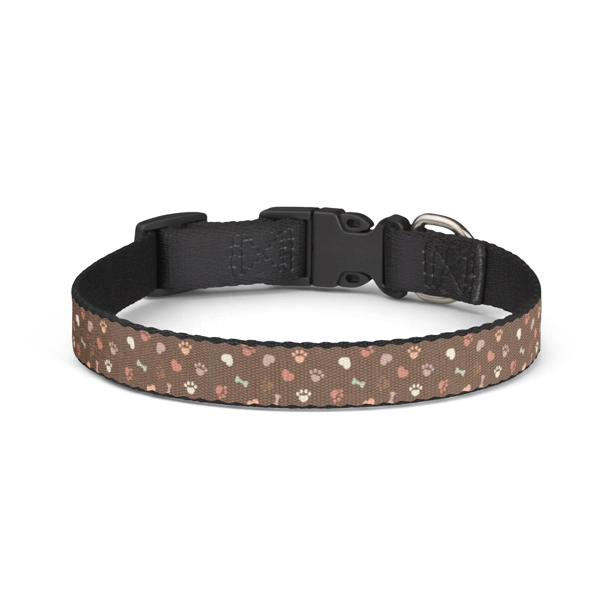 Clip-On Pet Collar –Brown Bone and Paw Print