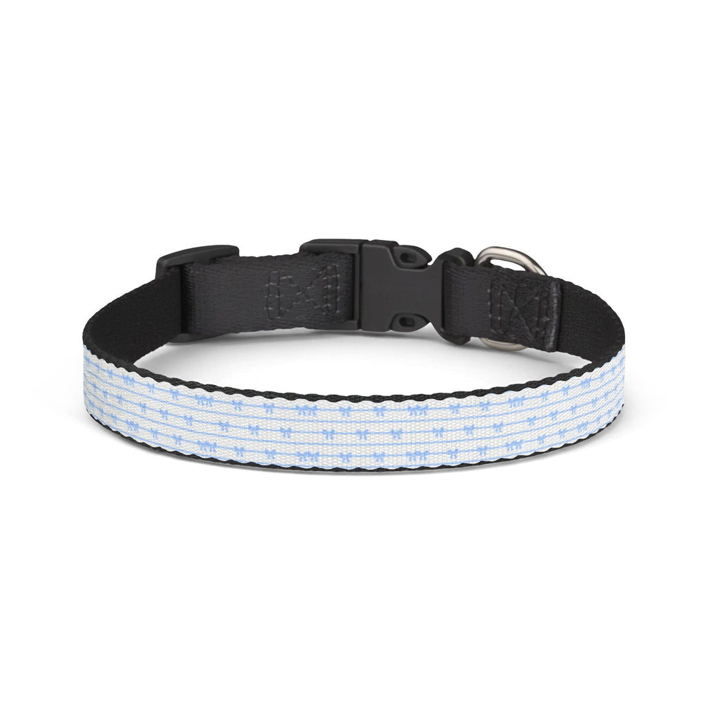 Clip-On Pet Collar — Light Blue Bow Pattern