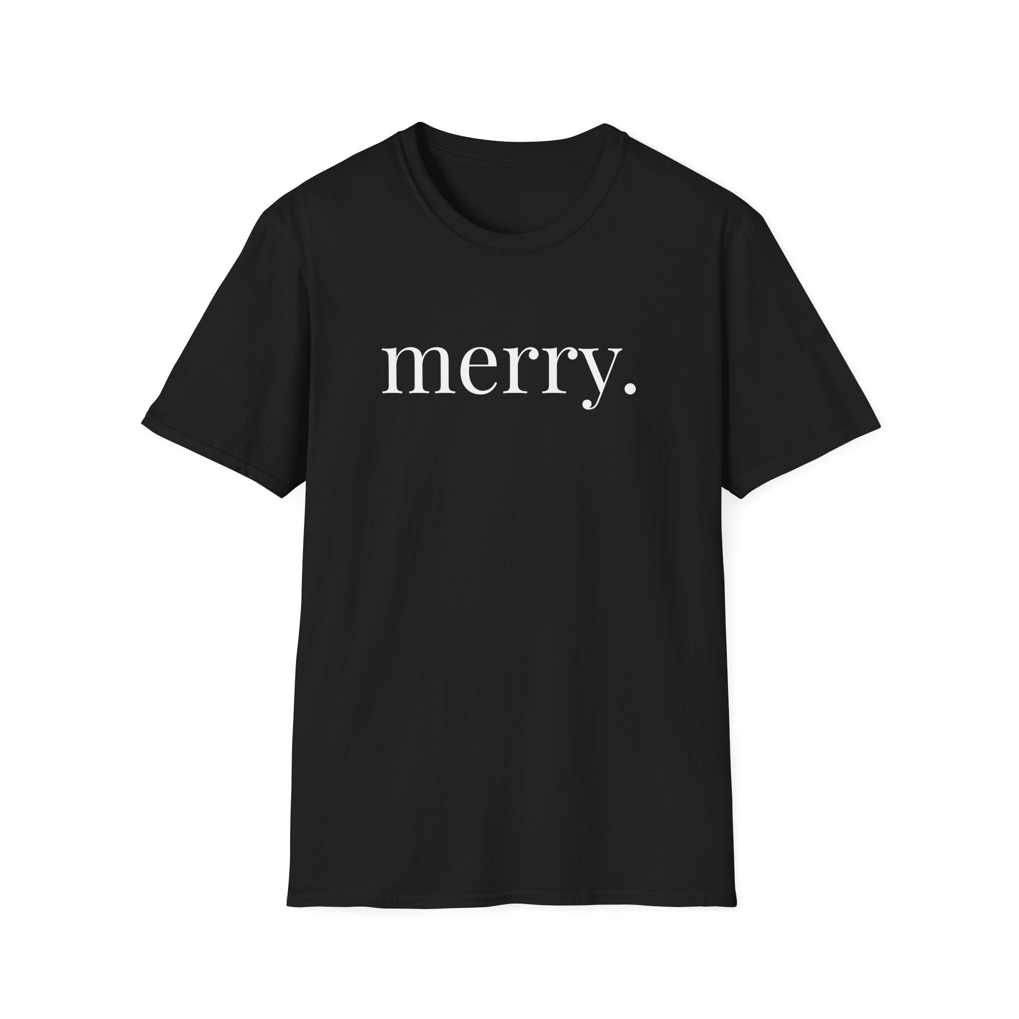 Merry. Soft Cotton T-shirt in Holiday Greens and Reds