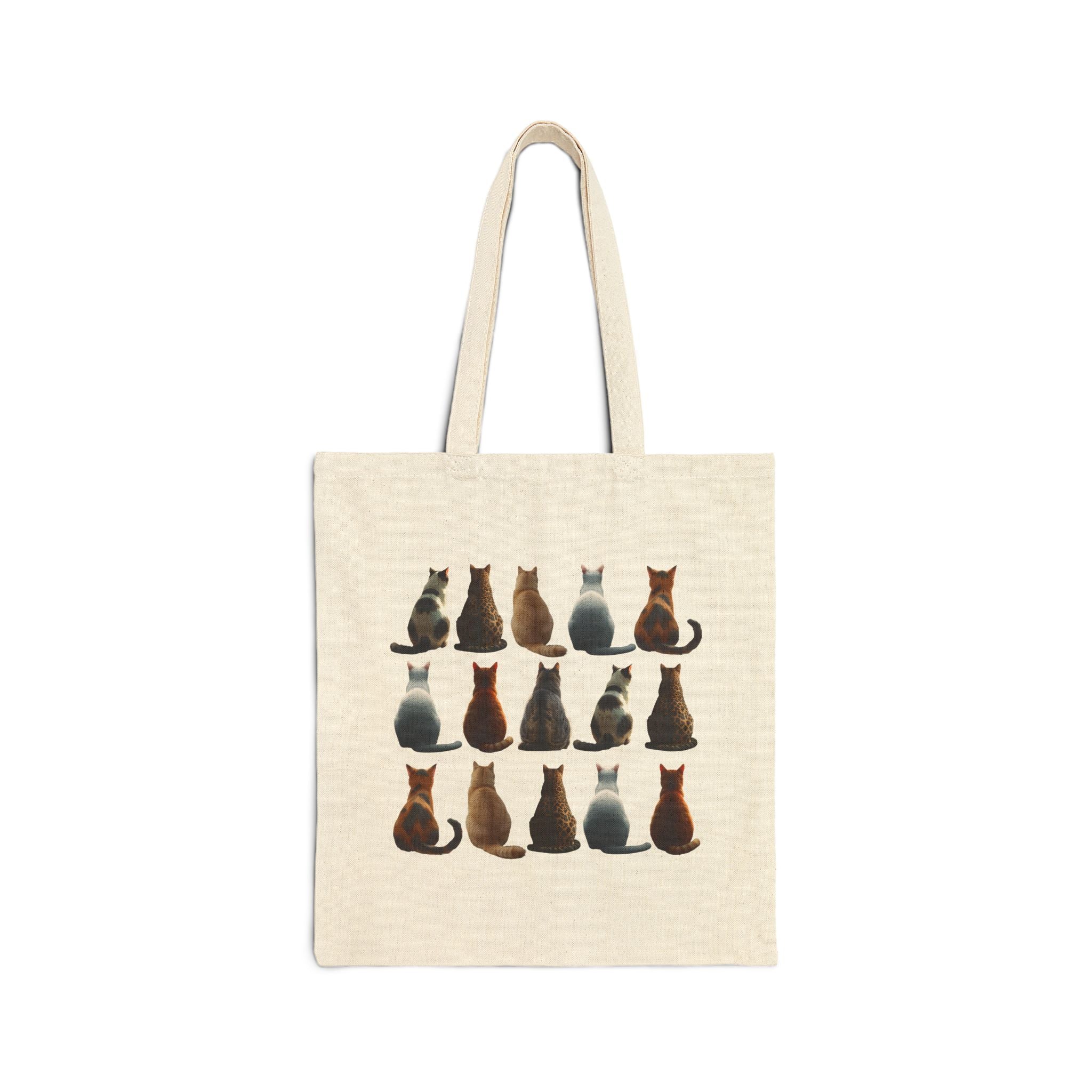 Canvas Tote Bag with Cat Print