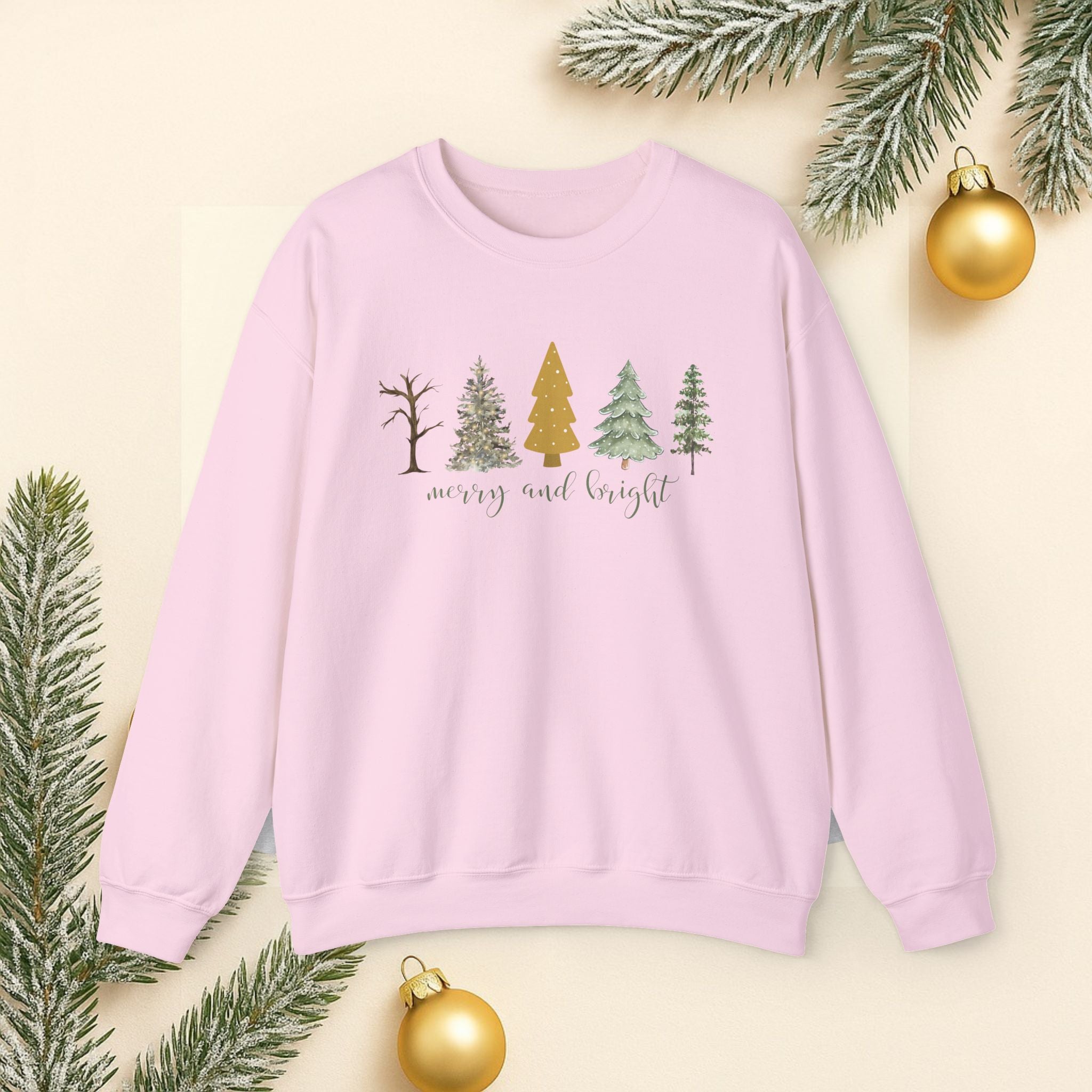 Festive Trees Crewneck Sweatshirt - Cozy Holiday Apparel