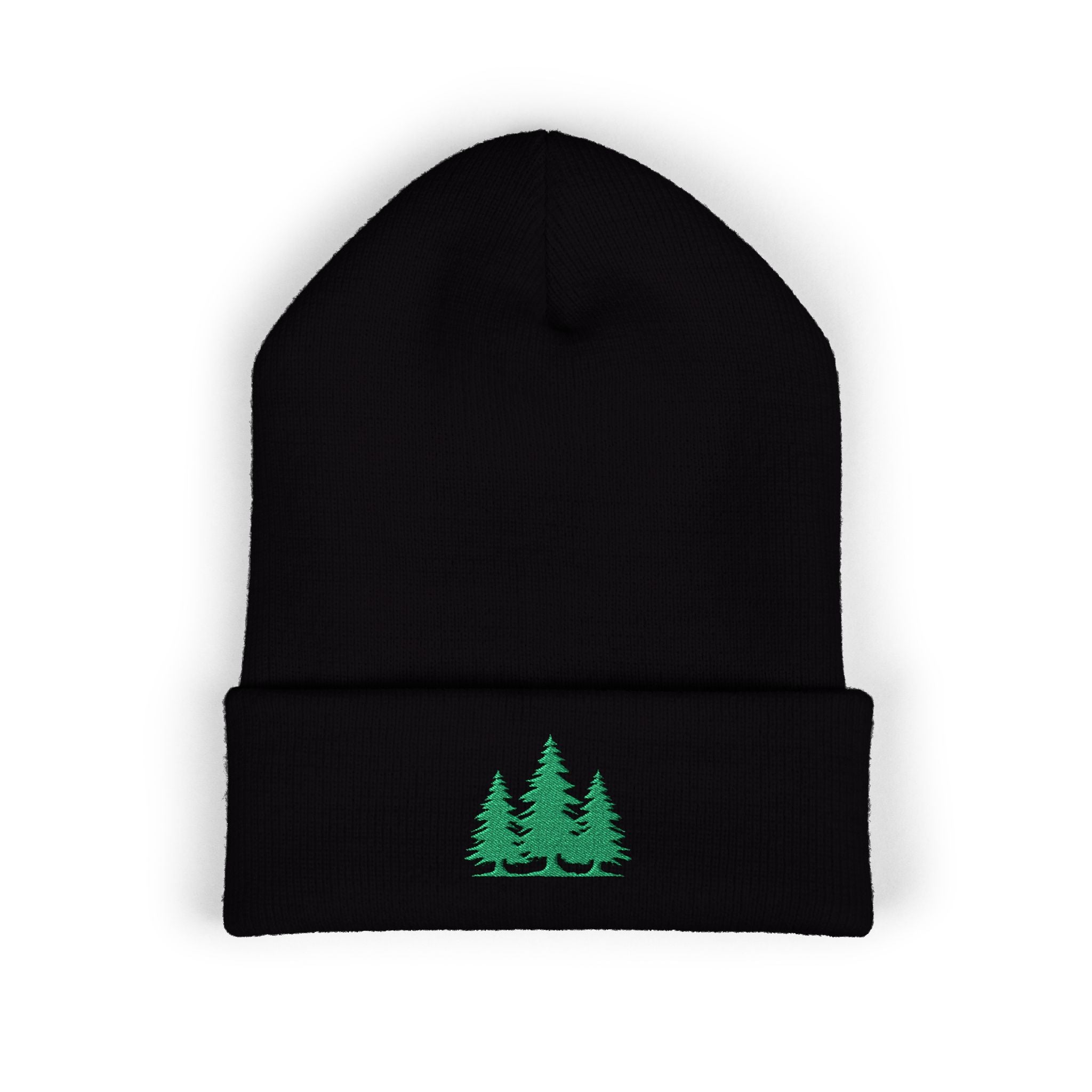 Embroidered Classic Cuffed Beanie with Green Trees
