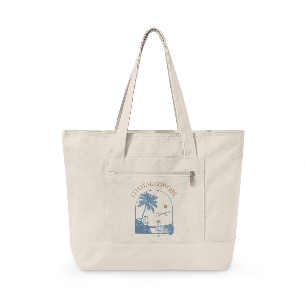 Coastal Cowgirl Zippered Canvas Tote