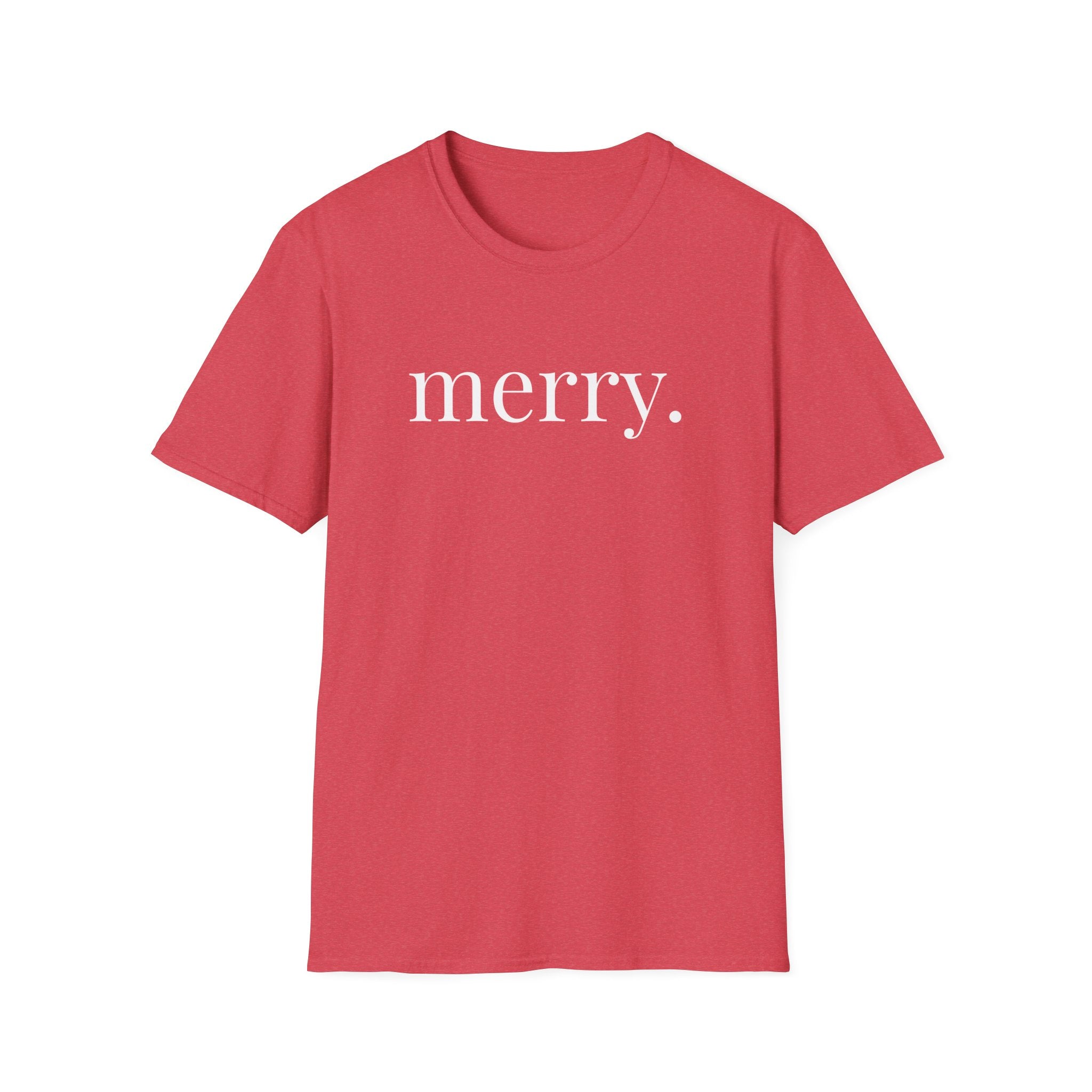 Merry. Soft Cotton T-shirt in Holiday Greens and Reds