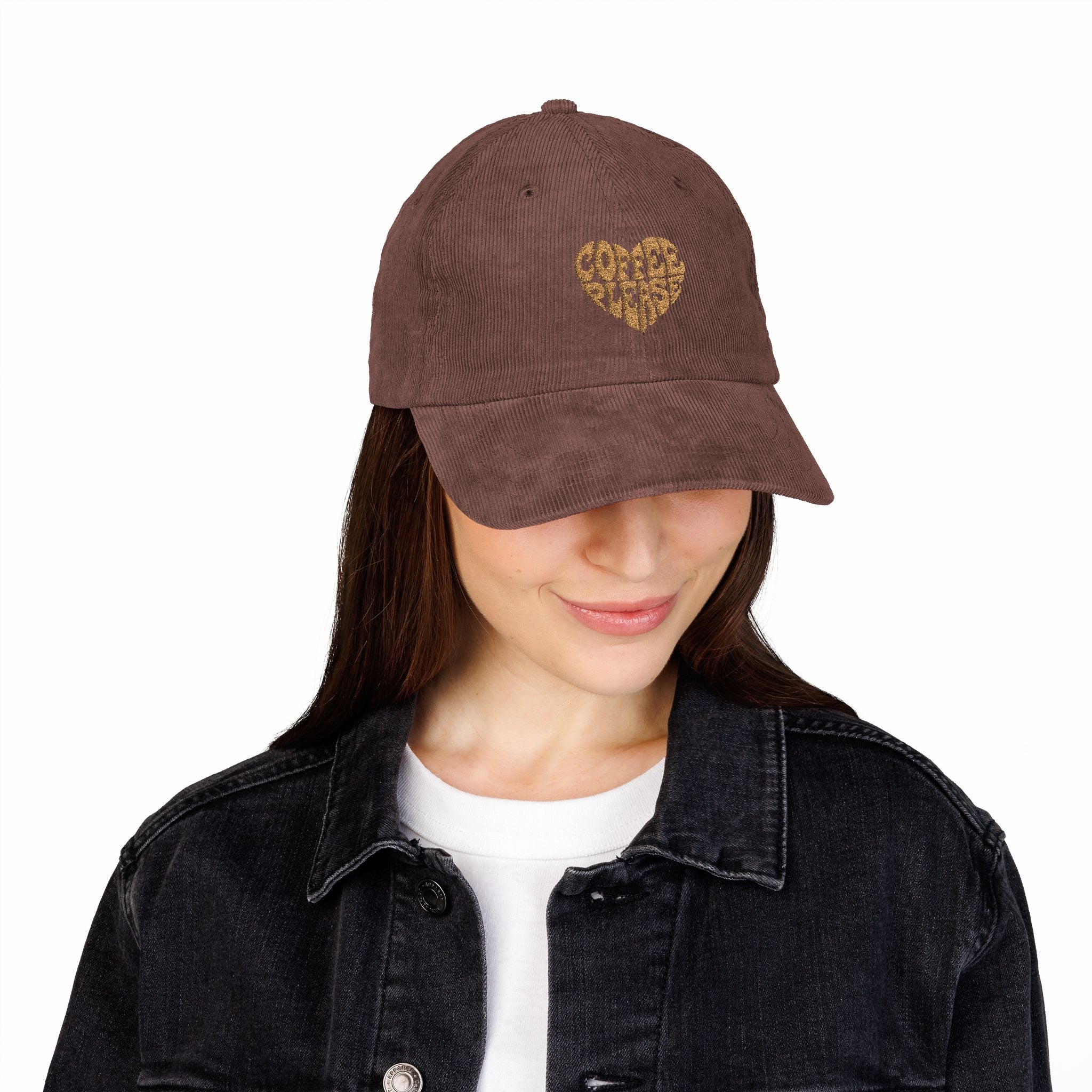 Coffee Please Retro Heart Corduroy Hat