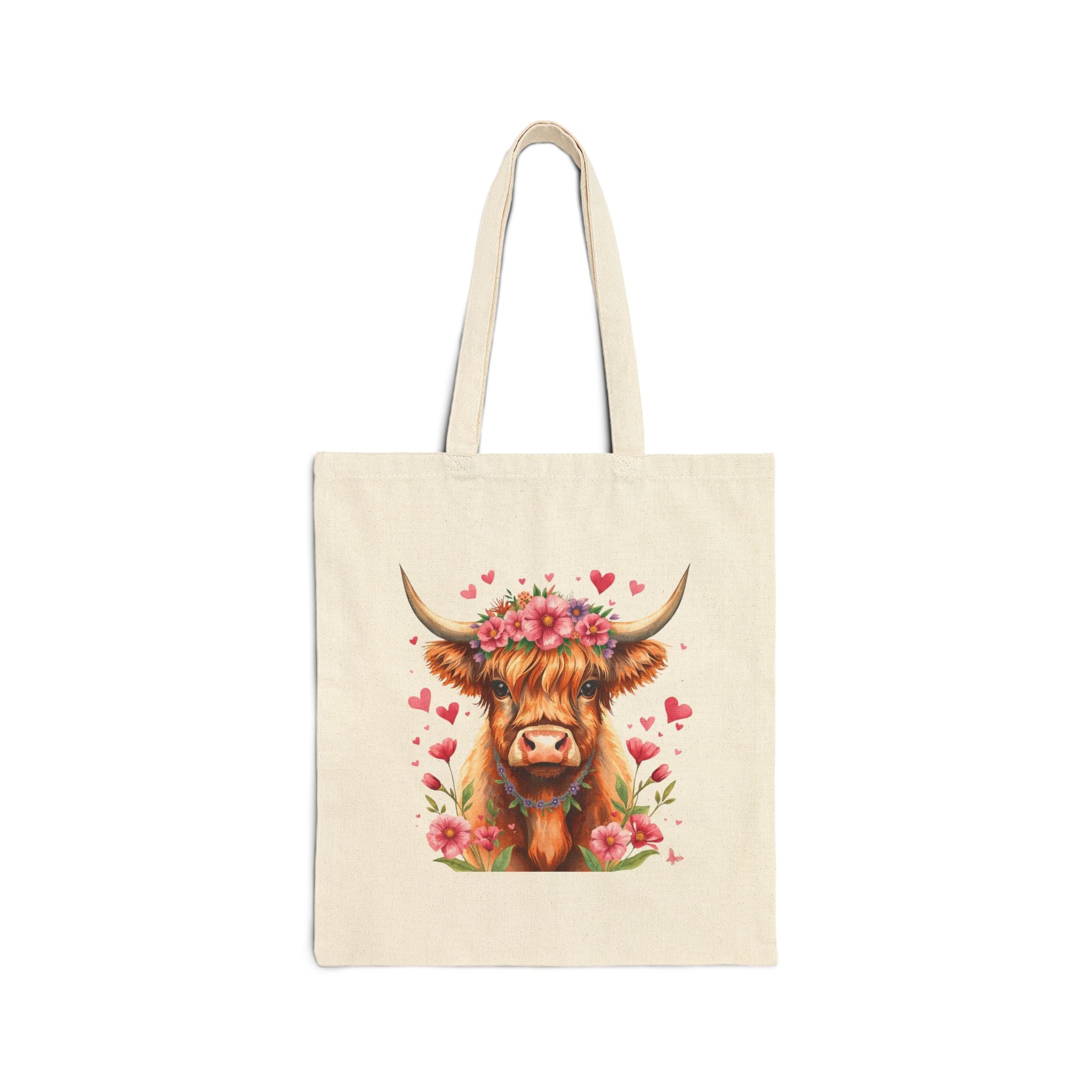Highland Cow Floral Tote Bag