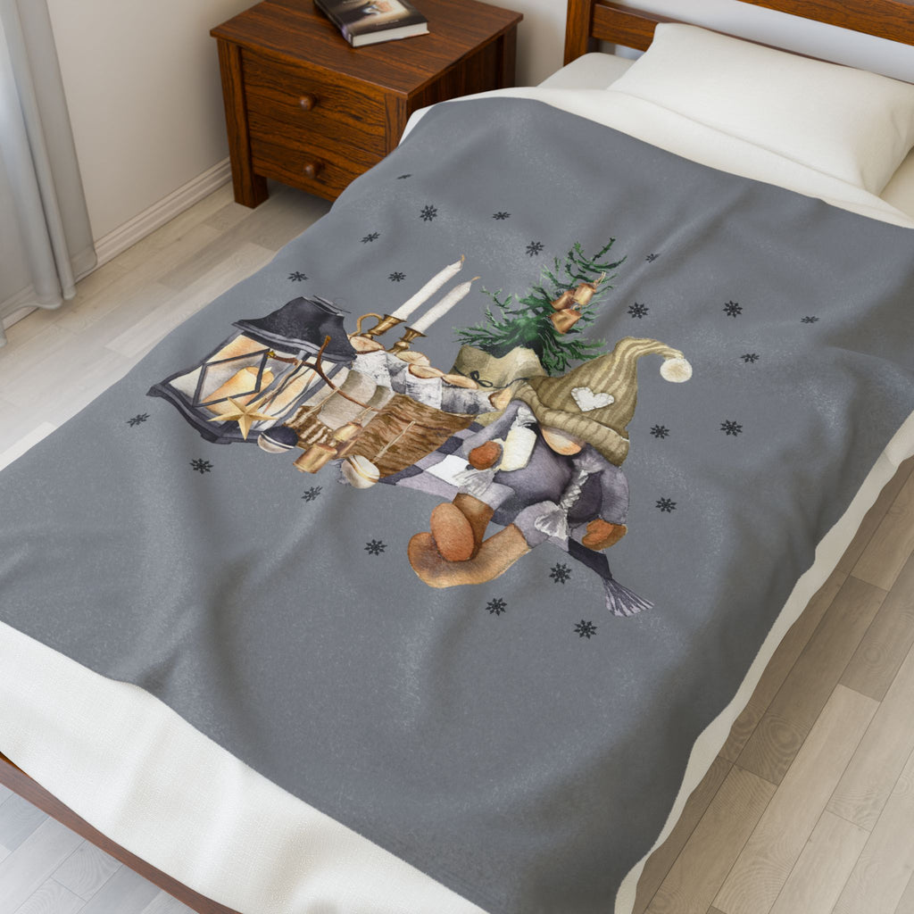 Cozy Gnome Holiday Velveteen Plush Blanket