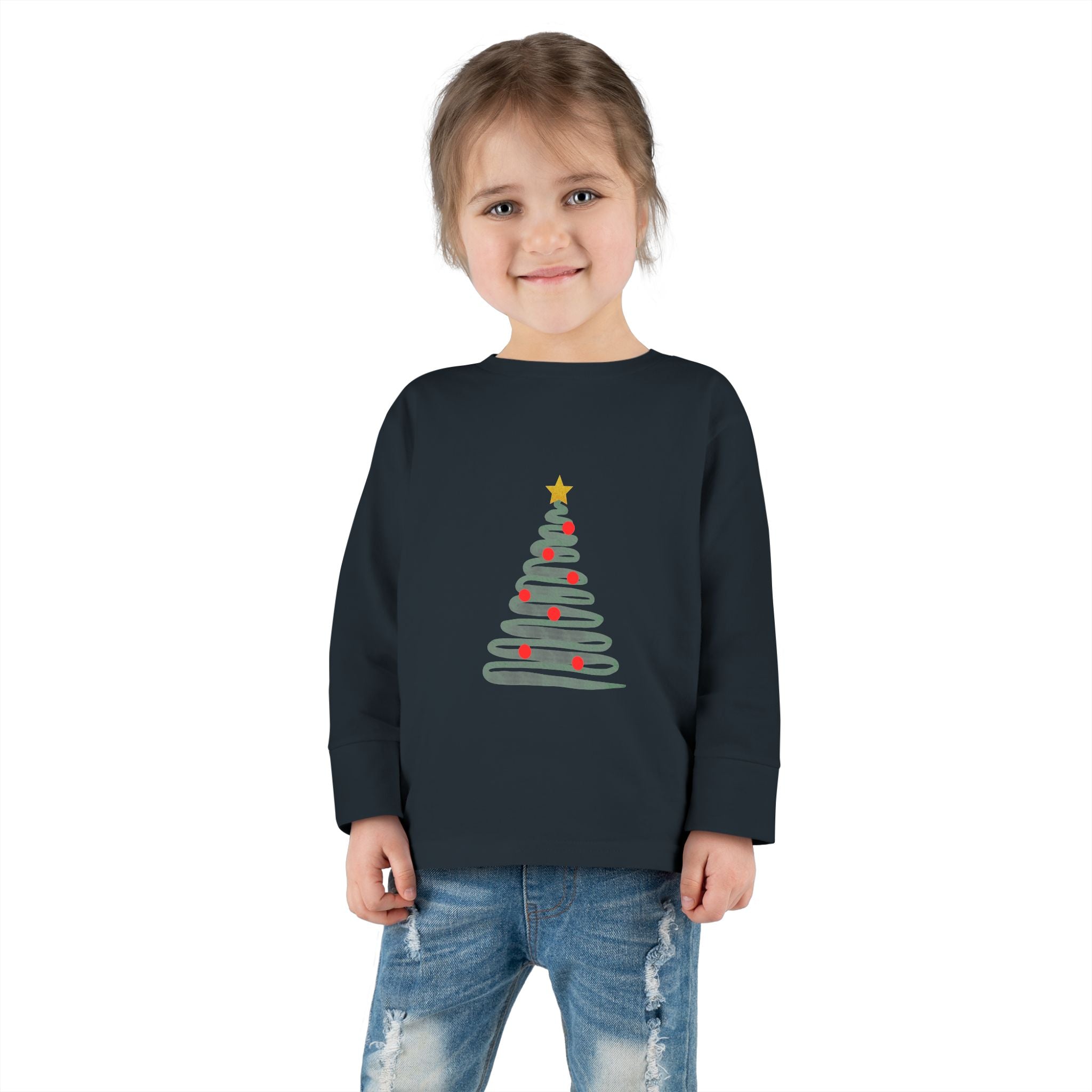 Festive Christmas Tree Toddler Long Sleeve Tee