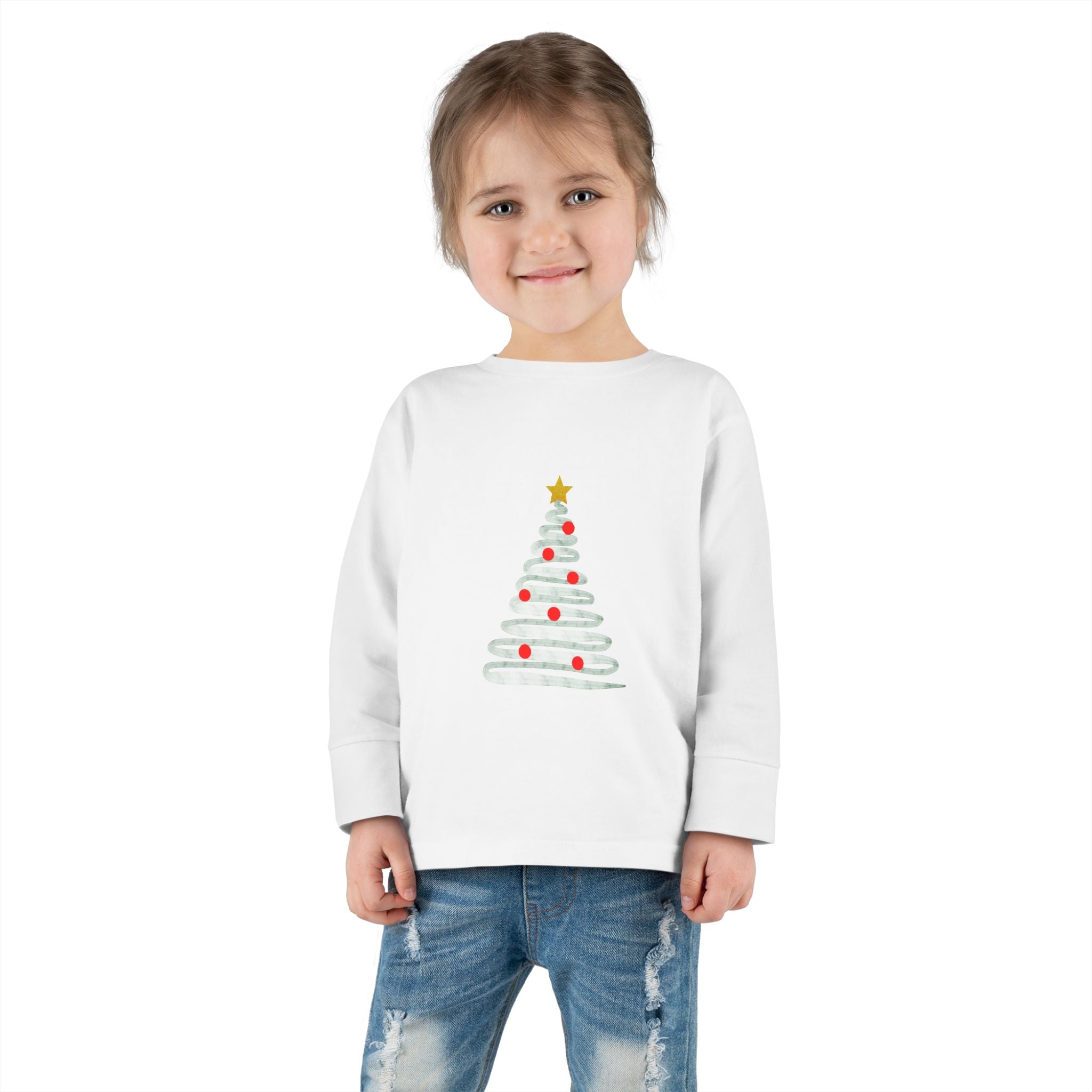 Festive Christmas Tree Toddler Long Sleeve Tee