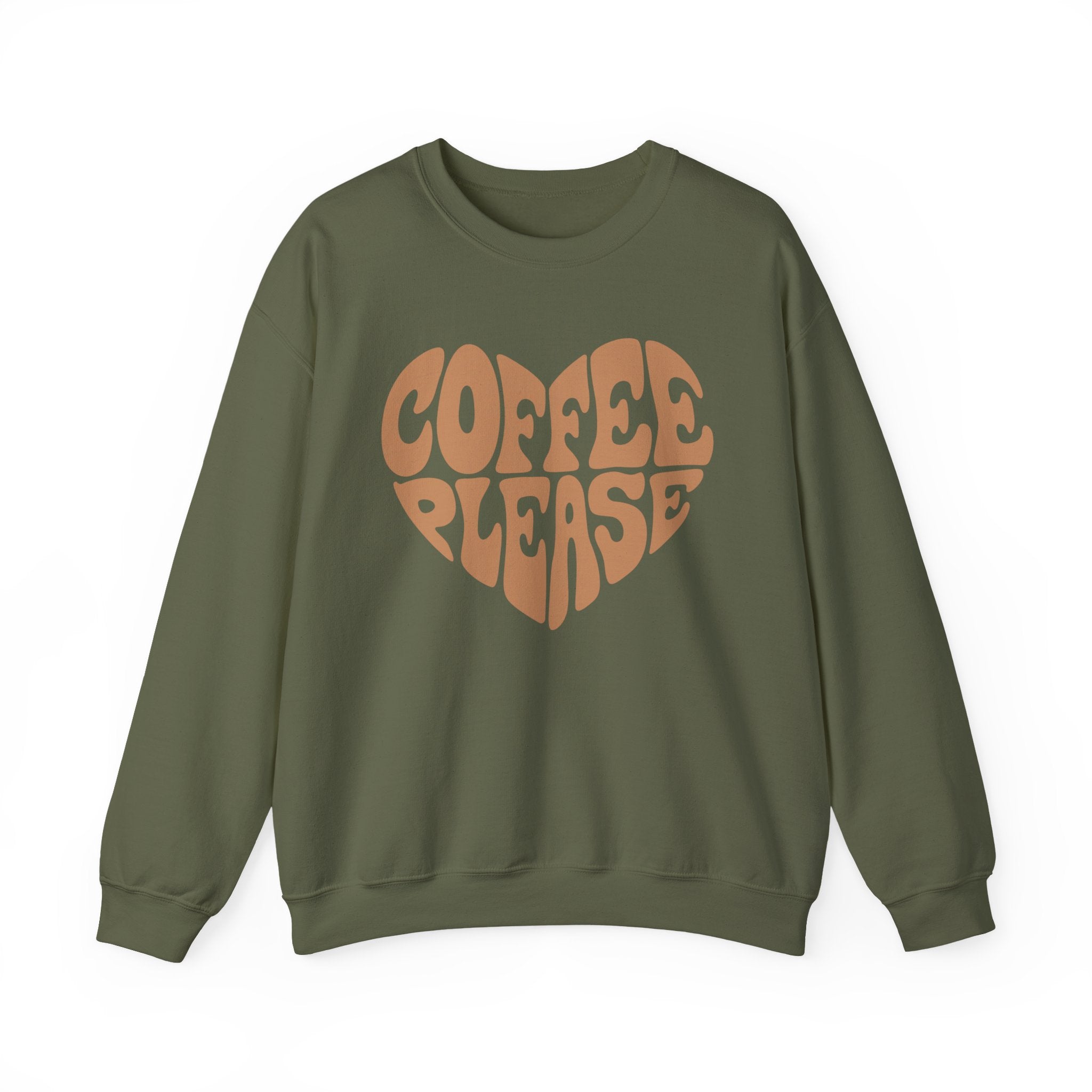 Coffee Please Crewneck Sweatshirt — Retro Heart Coffee Lover Pullover