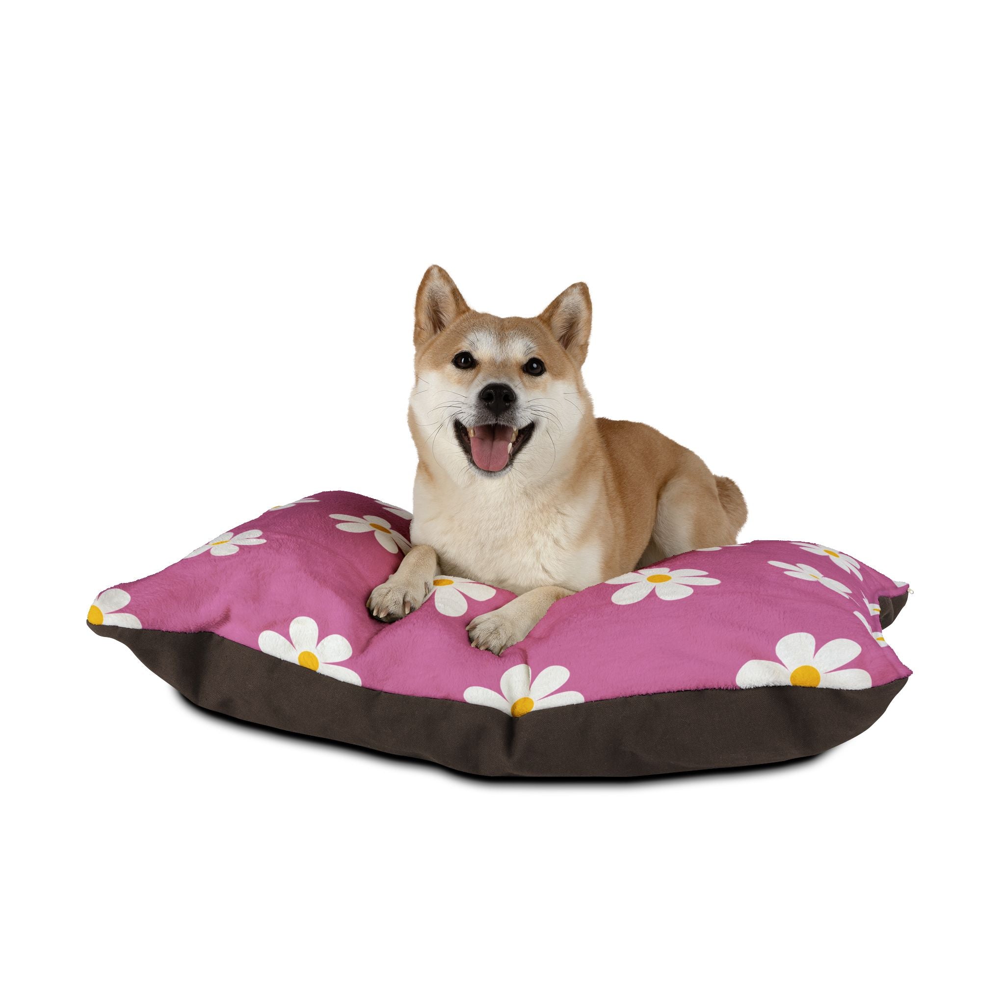 Floral Daisy Pink Pet Bed — Soft Cozy Cushion for Small Dogs & Cats