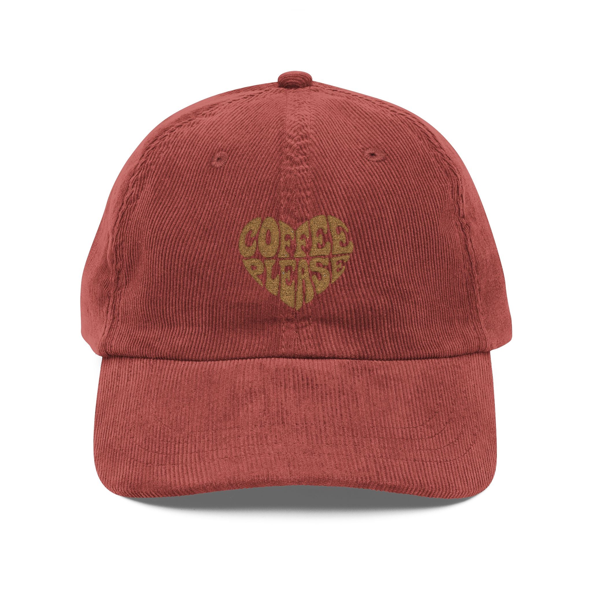 Coffee Please Retro Heart Corduroy Hat