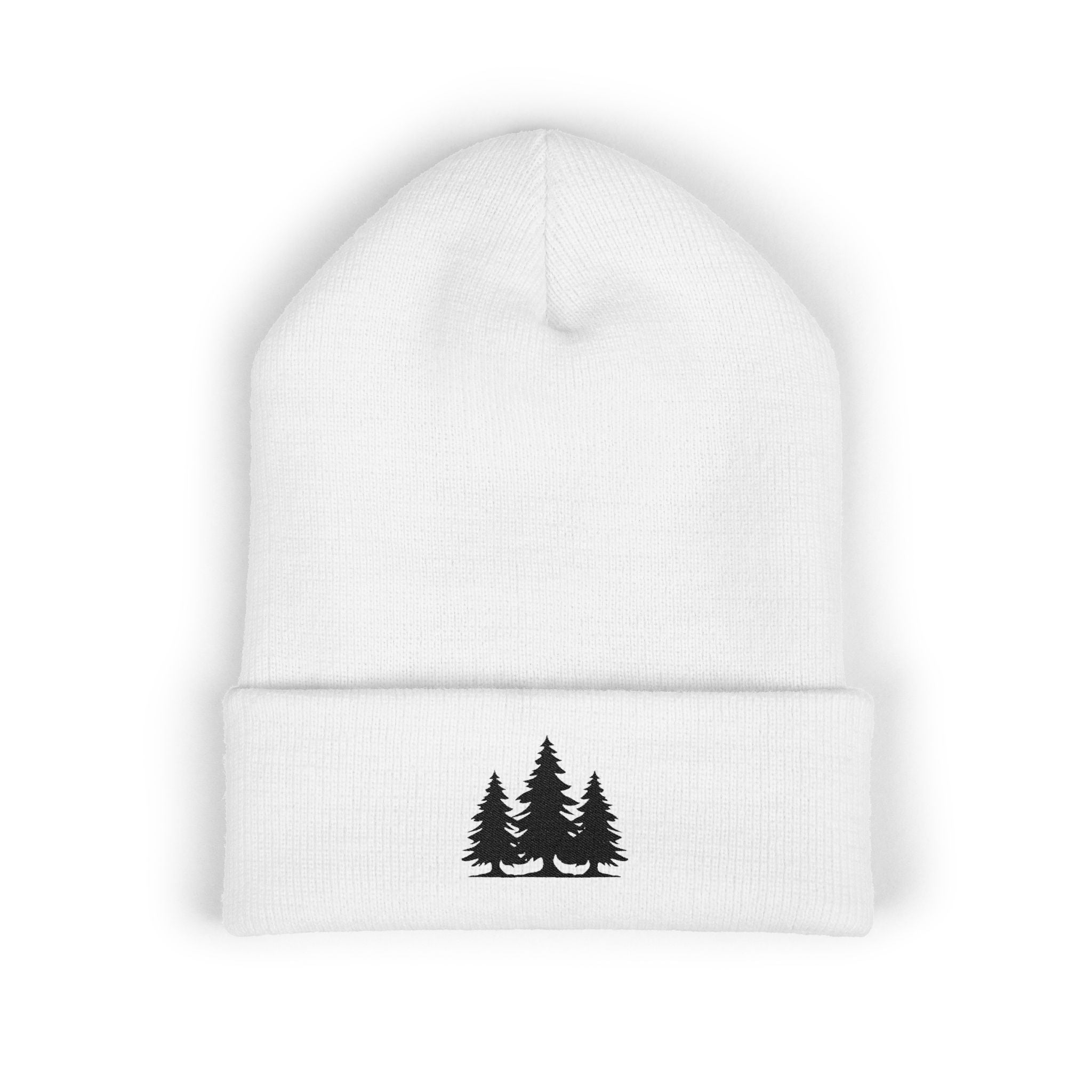 Embroidered Classic Cuffed Beanie with Black Trees