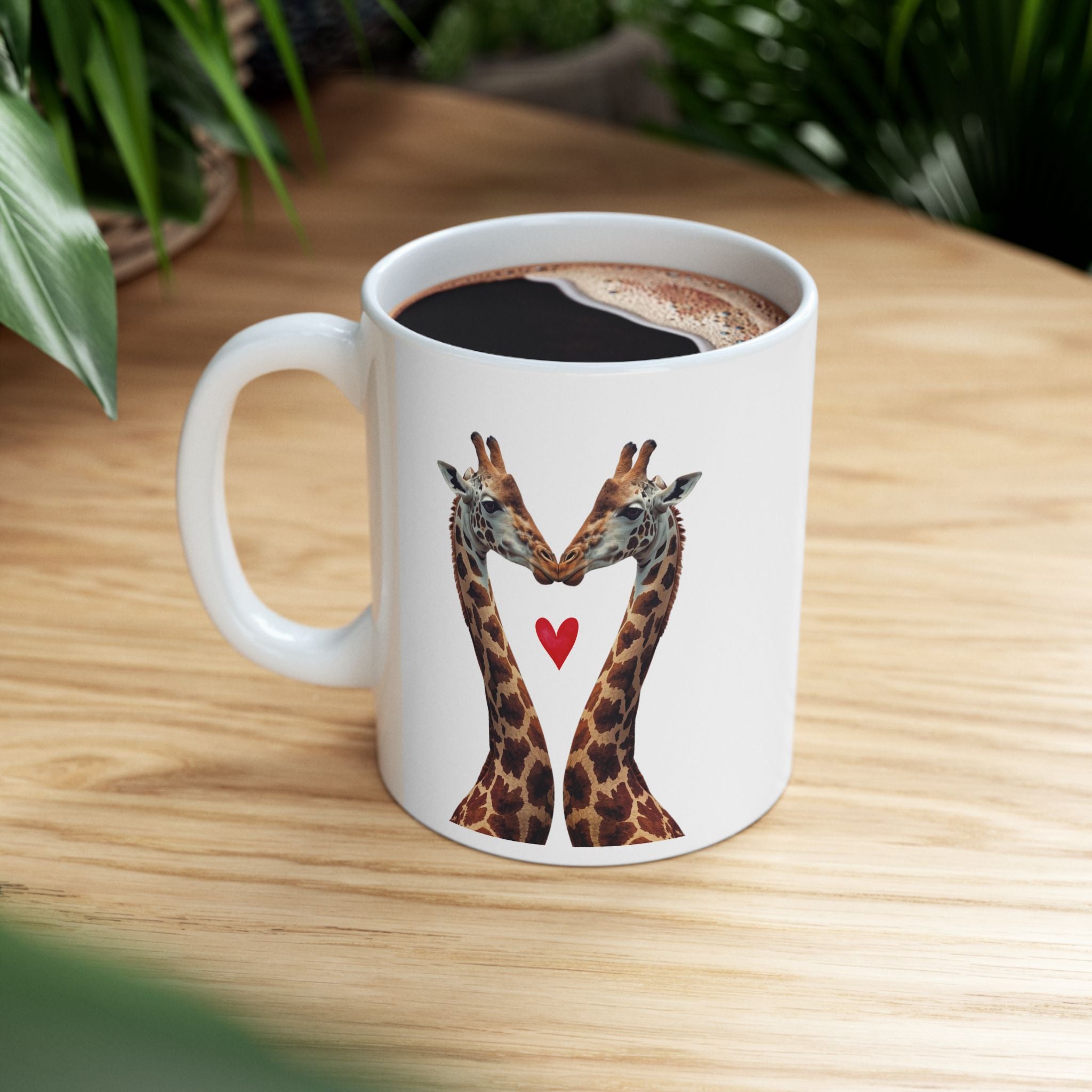 Giraffe Love Ceramic Mug — Cute Safari Animal Coffee Cup 11oz