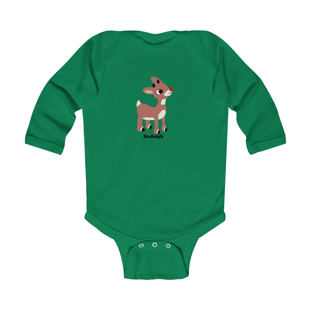 Adorable Rudolph Holiday Infant Long Sleeve Onesie