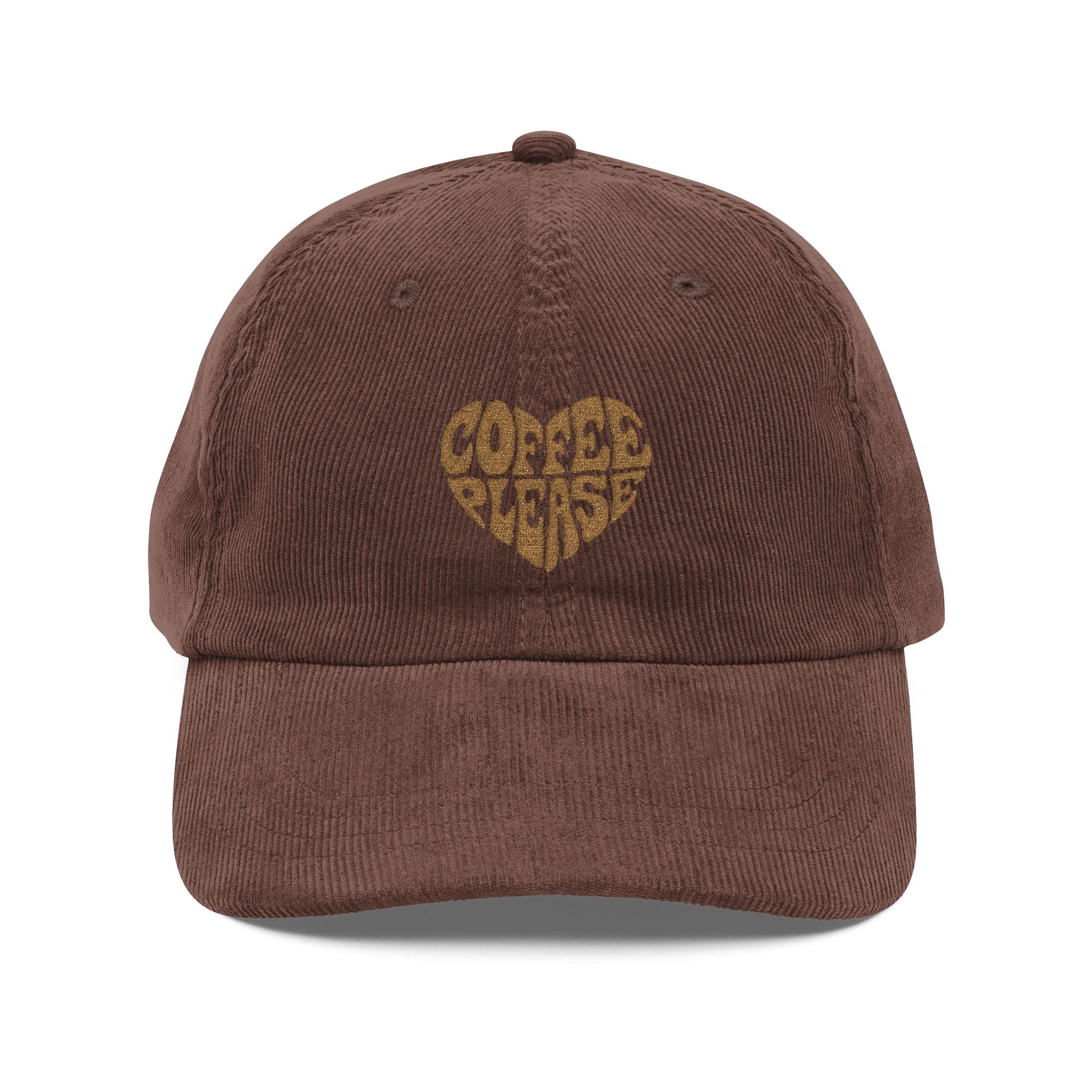 Coffee Please Retro Heart Corduroy Hat