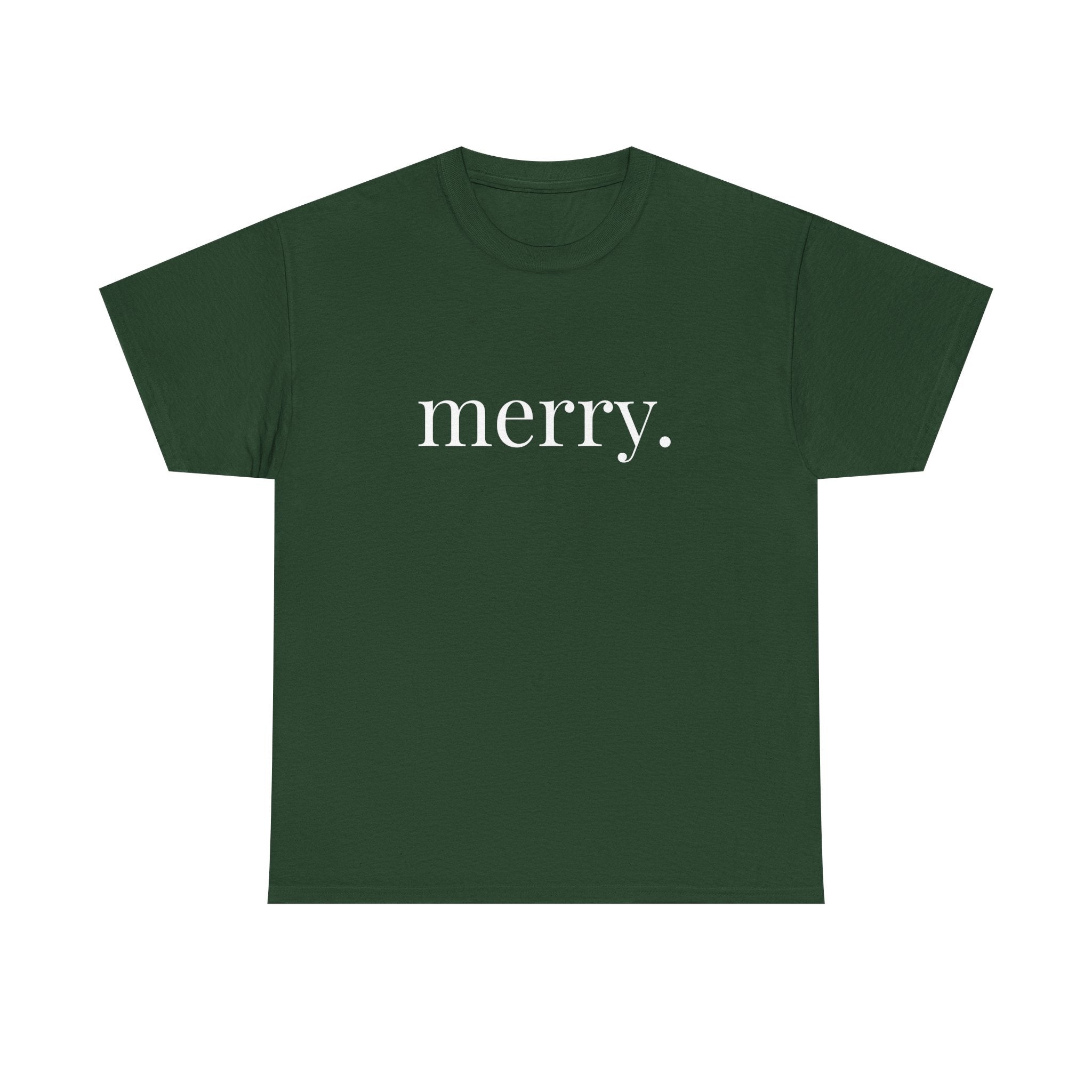 Merry. Heavy Cotton T-Shirt in Greens and Reds