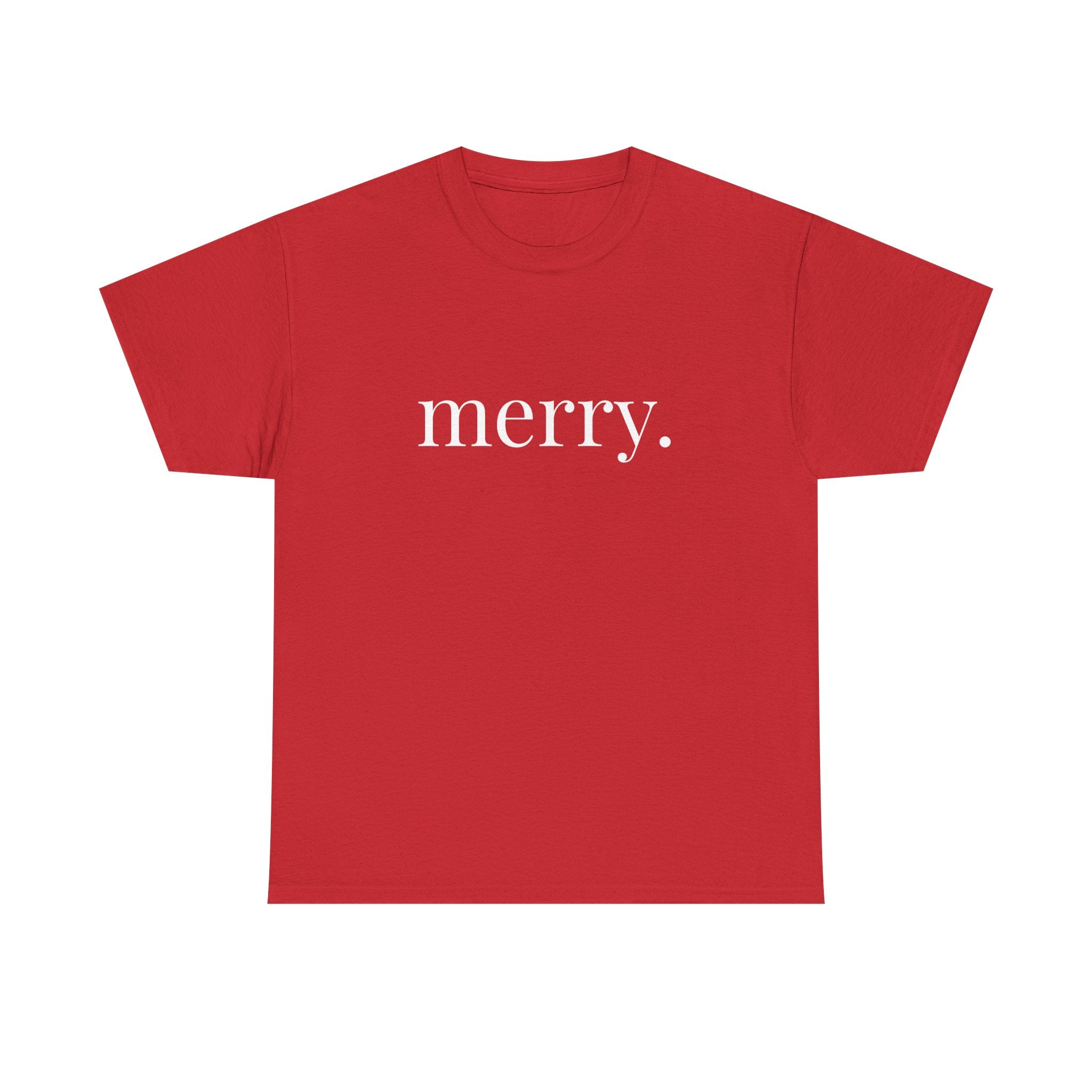 Merry. Heavy Cotton T-Shirt in Greens and Reds