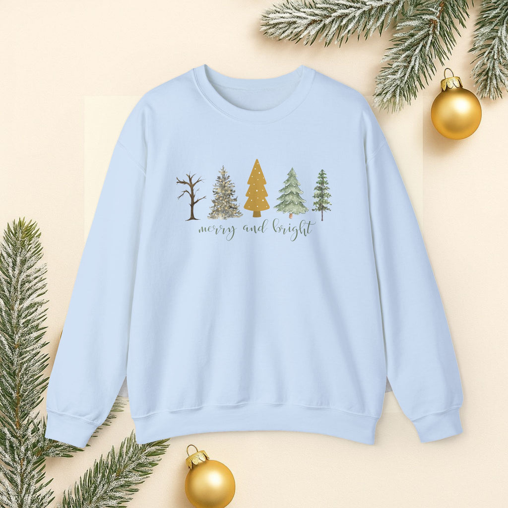 Festive Trees Crewneck Sweatshirt - Cozy Holiday Apparel