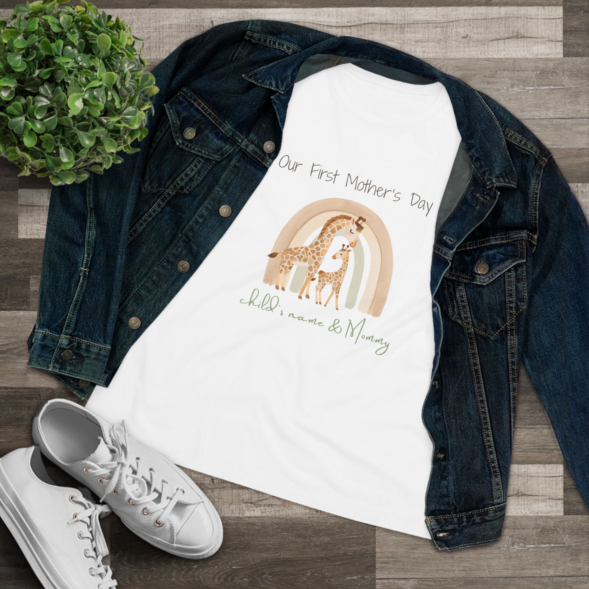 Personalized Mom Shirt- "Our First Mother's Day". Pair with our baby bodysuit for a perfect mommy & me keepsake.