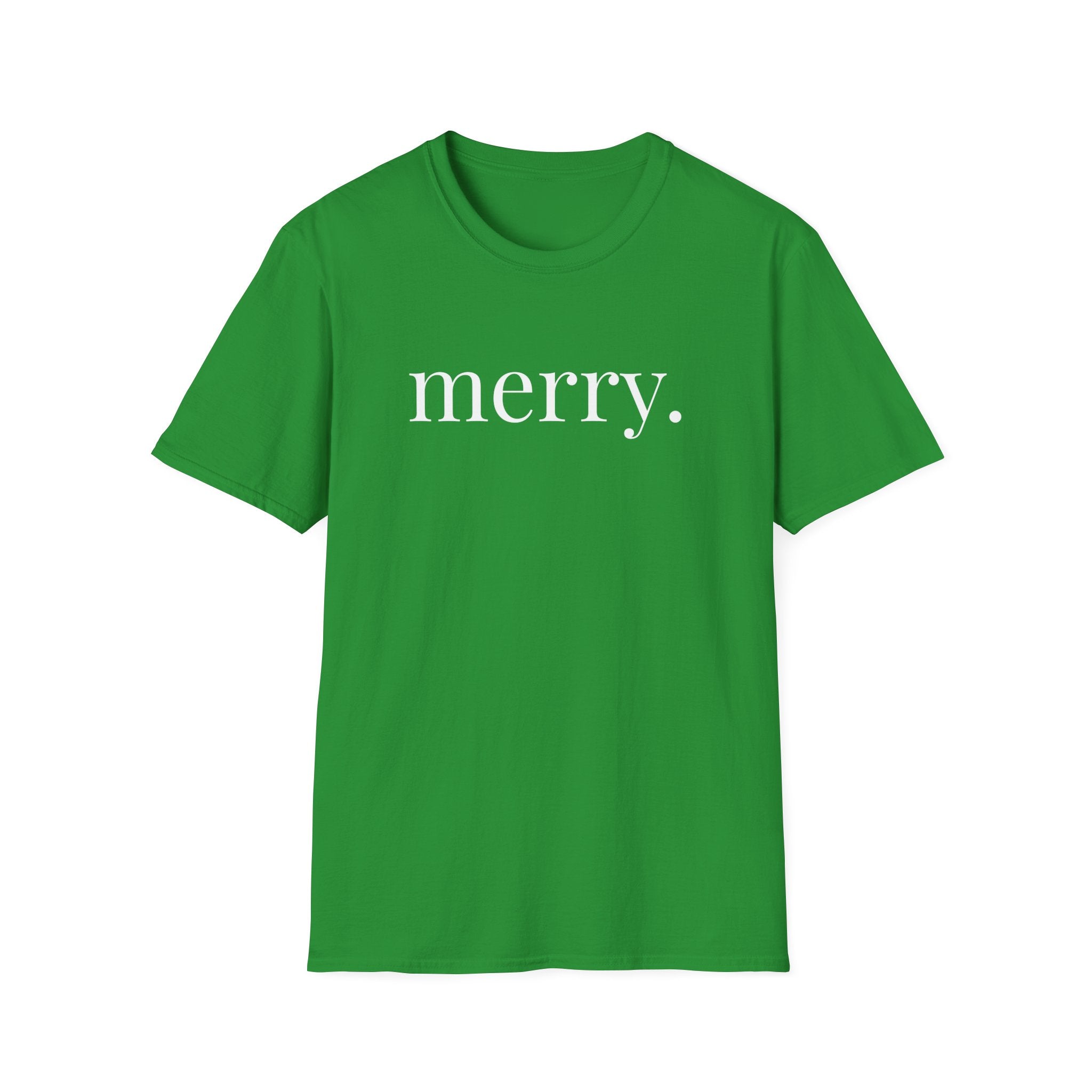 Merry. Soft Cotton T-shirt in Holiday Greens and Reds