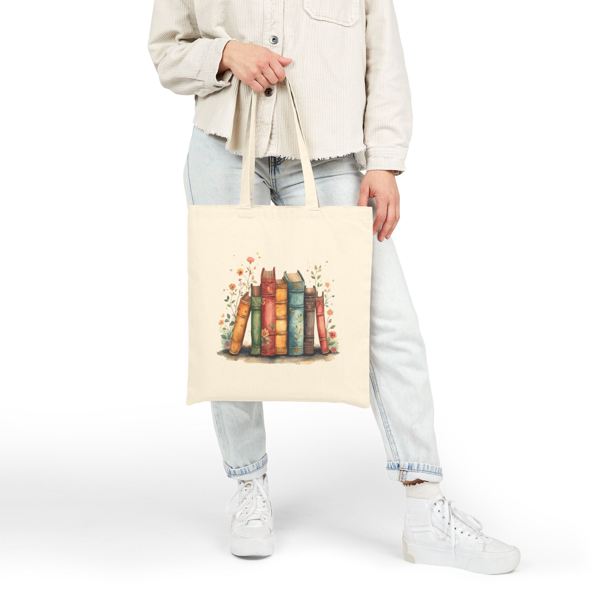 Canvas Tote Bag - Watercolor Vintage Book Design