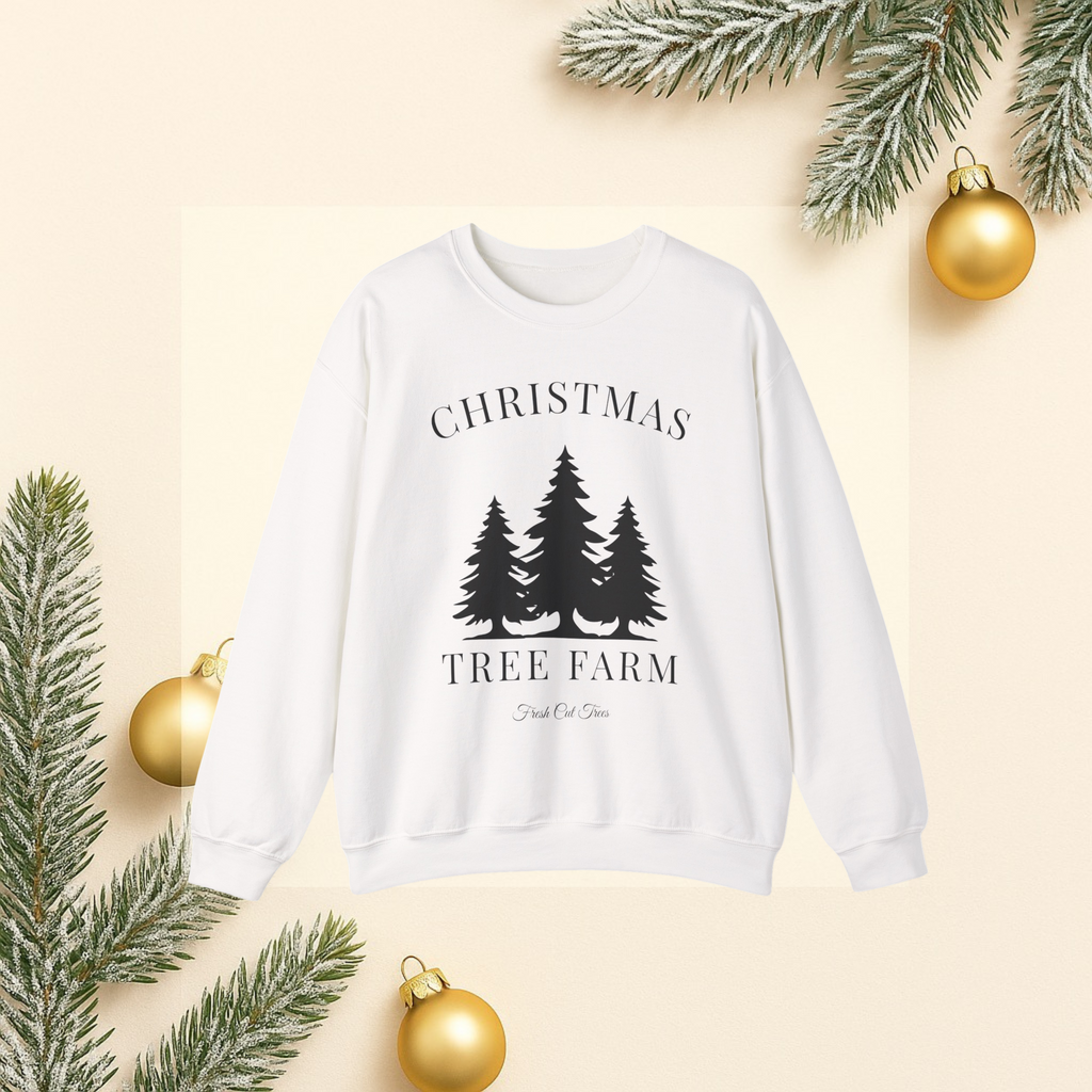 Christmas Tree Farm Sweatshirt in Black Print
