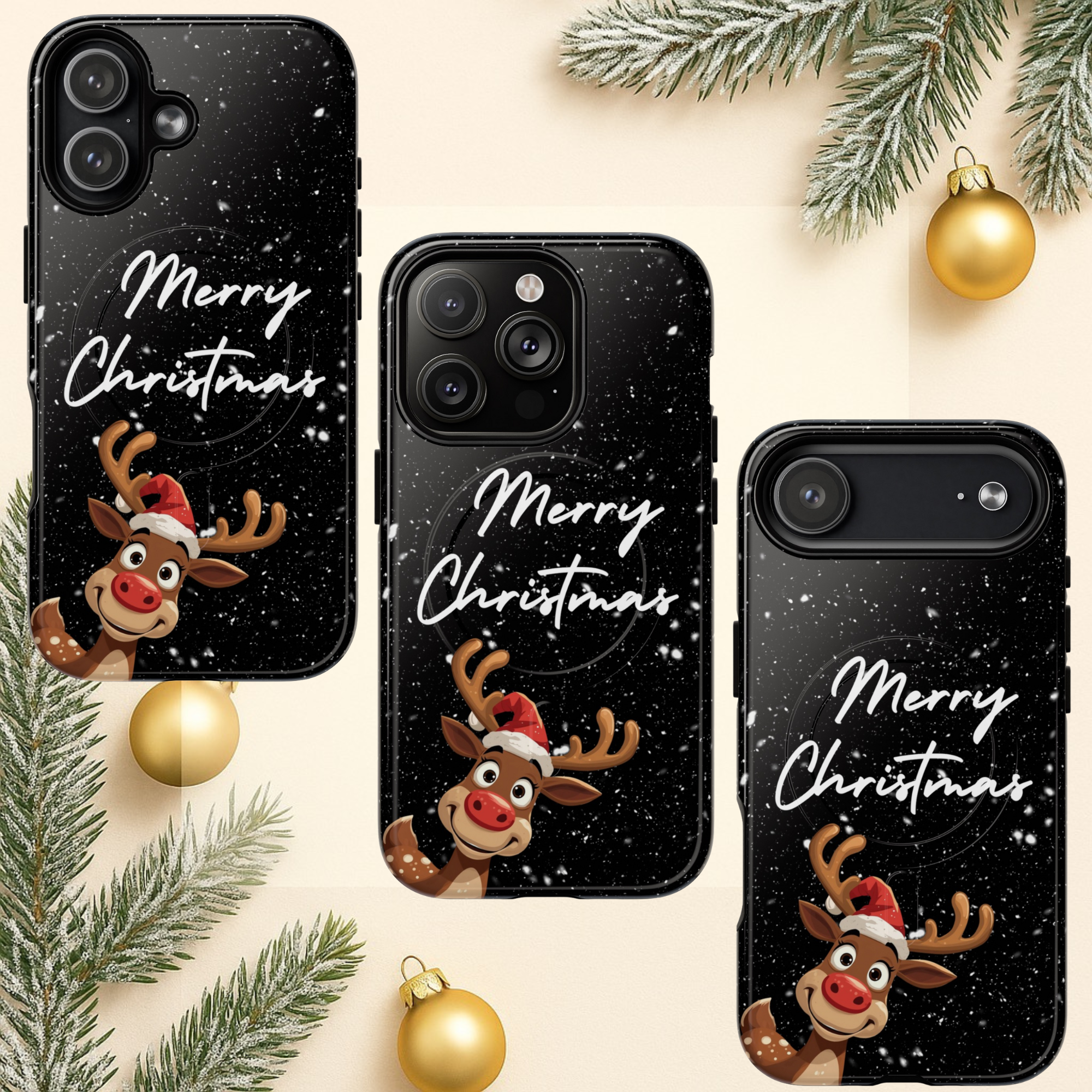 Merry Christmas Reindeer IPhone Magnetic Cases | 14-17 iPhones