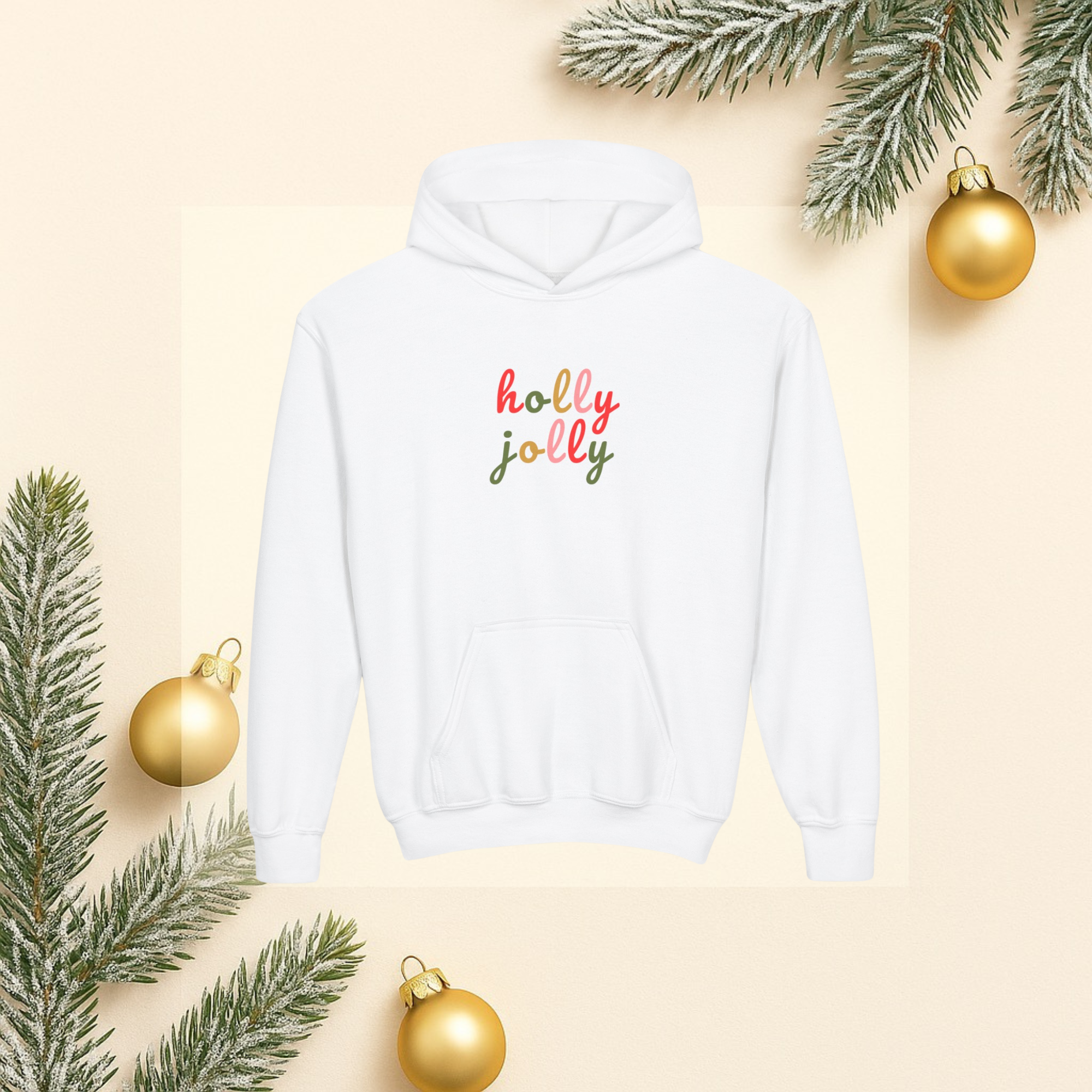 Holly Jolly Holiday Youth Hoodie Sweatshirt
