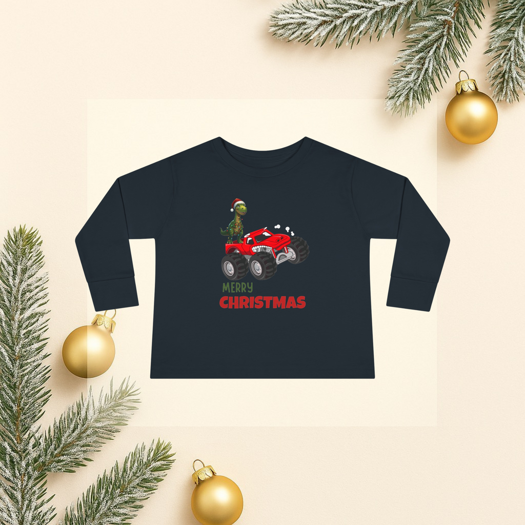 T-Rex Christmas Toddler Long Sleeve Tee