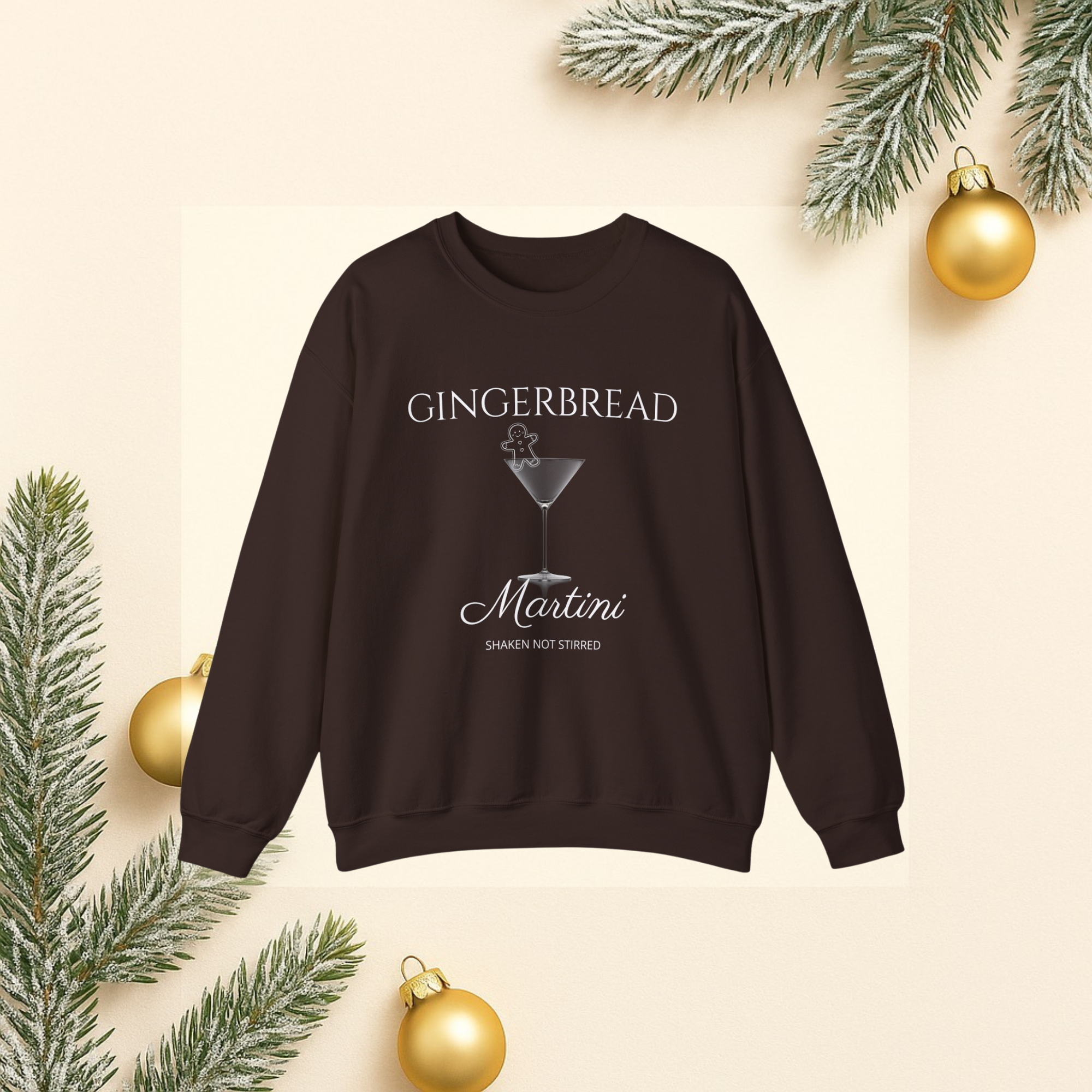 Gingerbread Martini Crewneck Sweatshirt - White Print