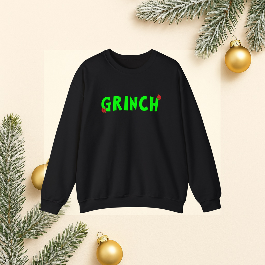 Grinch Holiday Embroidered Crewneck Sweatshirt