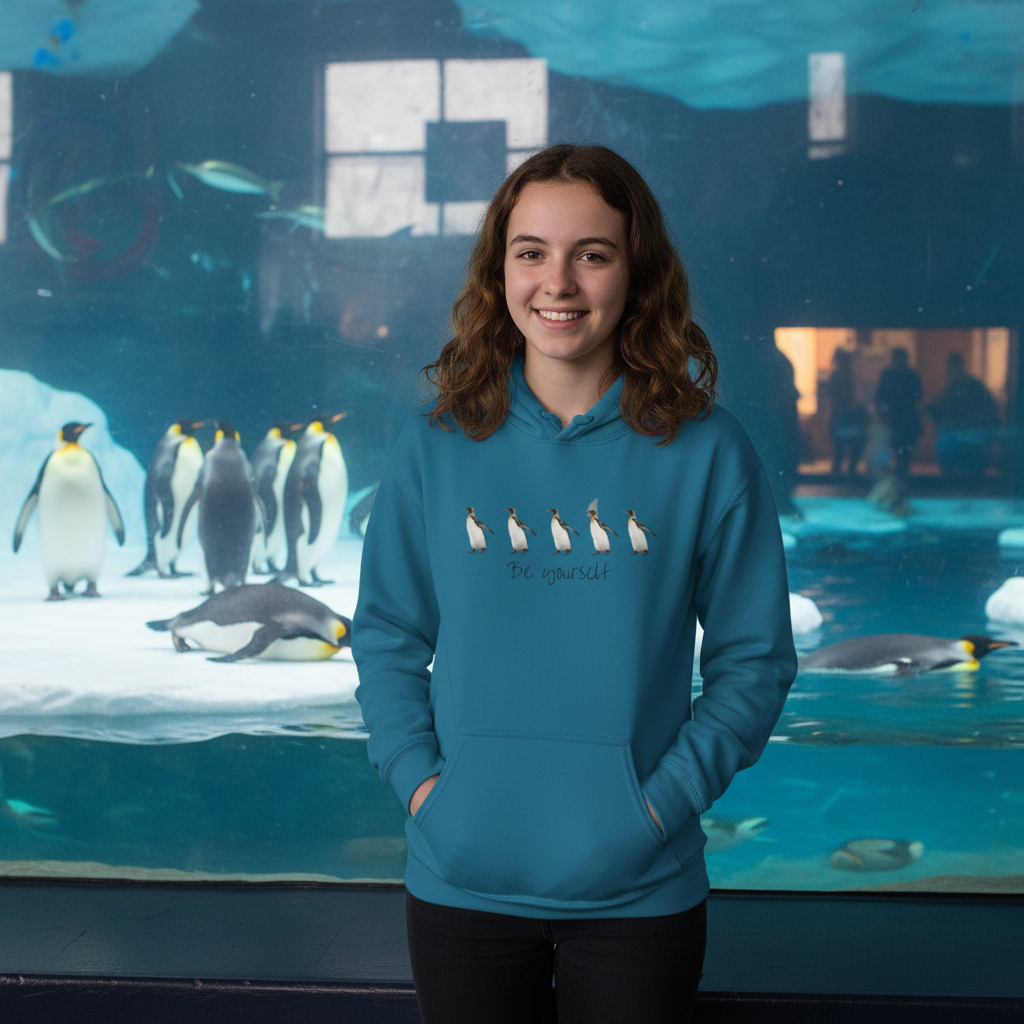Be Yourself Cute Penguin-Shark Hoodie