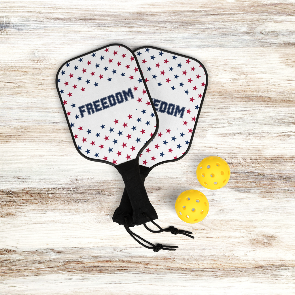 Patriotic Freedom Stars Pickleball Paddle Kit with Case and Balls