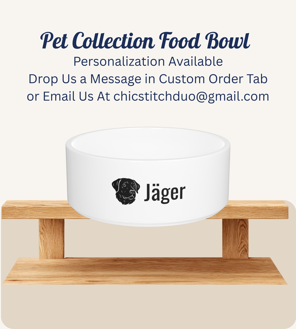 Personalized Dog Bowl — 'Jäger' with Black Lab Illustration