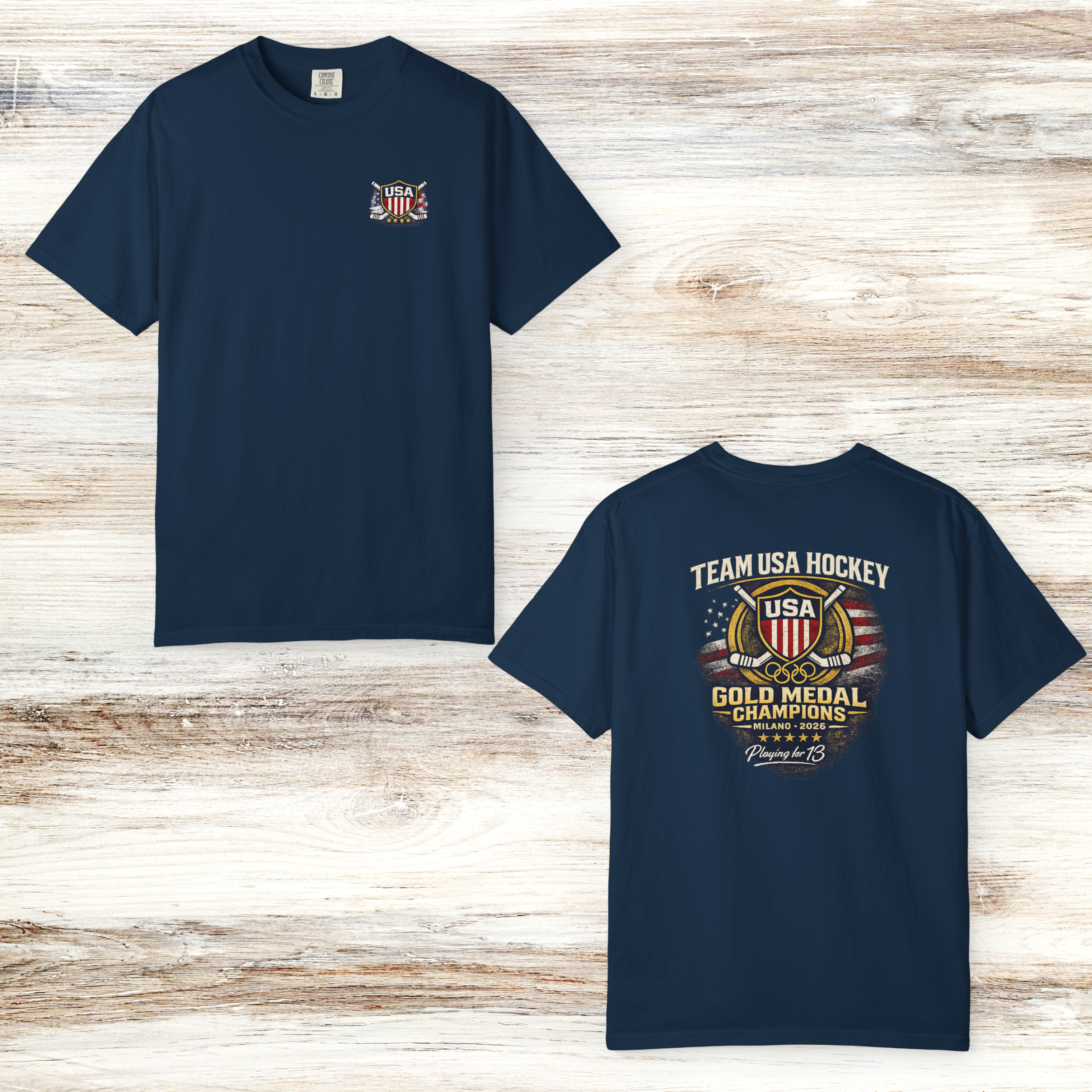 USA Hockey Gold Champions T-Shirt | Comfort Colors 1717 Tee