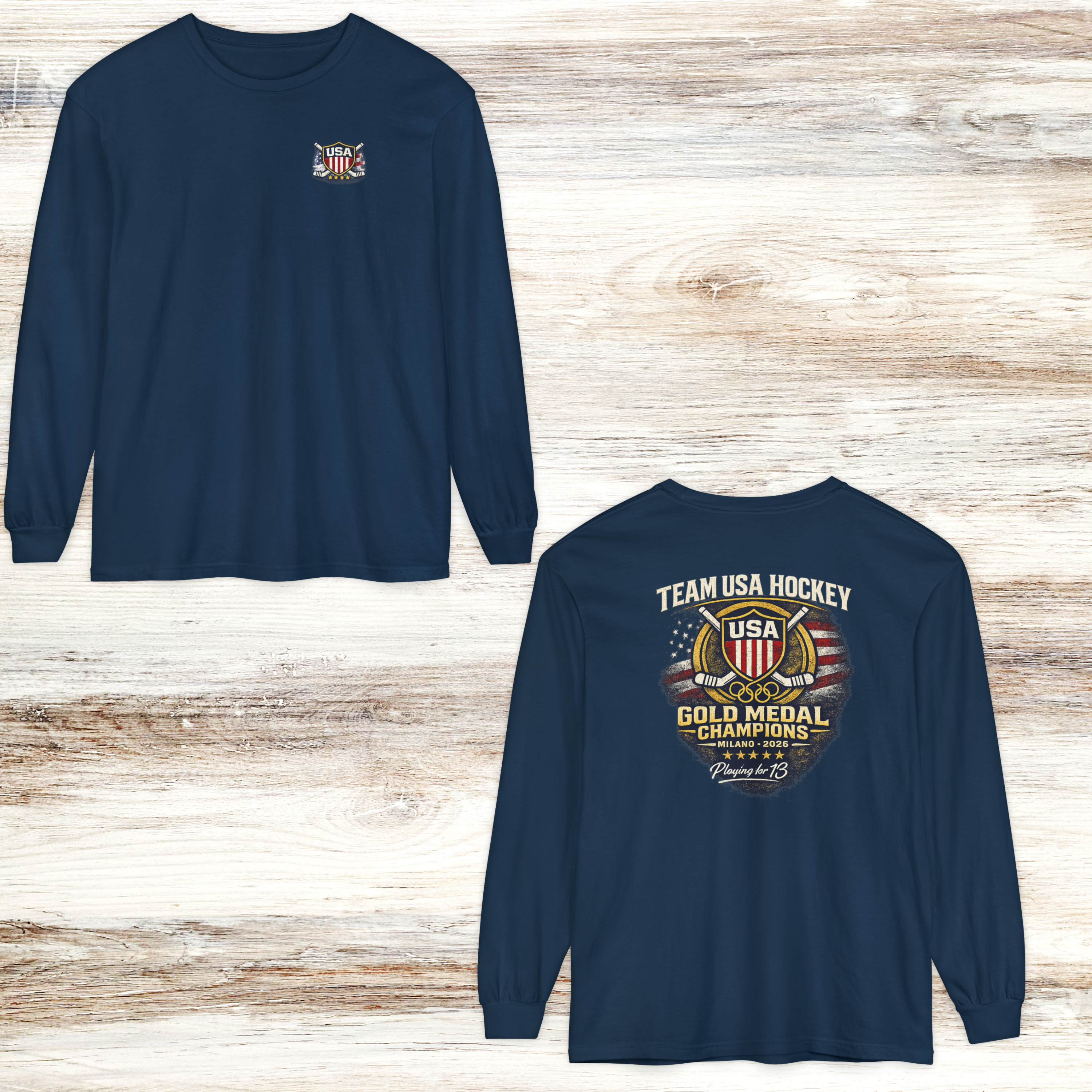 Team USA Hockey Gold Medal Champions Long Sleeve Tee