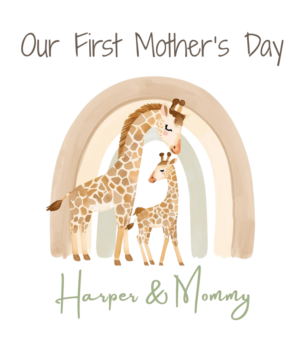 Personalized Baby Bodysuit “Our First Mother’s Day” for your new little one.  Pair with our shirt for mom for the perfect mommy & me set