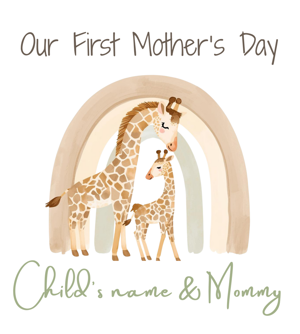 Personalized Baby Bodysuit “Our First Mother’s Day” for your new little one.  Pair with our shirt for mom for the perfect mommy & me set