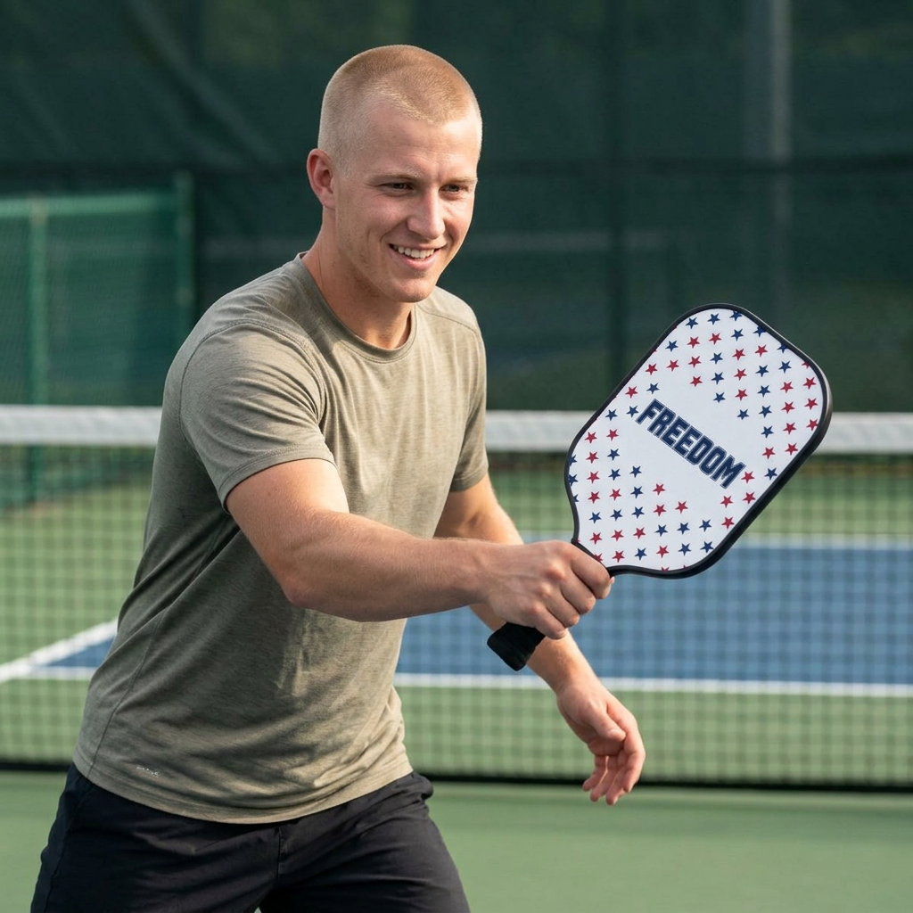 Patriotic Freedom Stars Pickleball Paddle Kit with Case and Balls